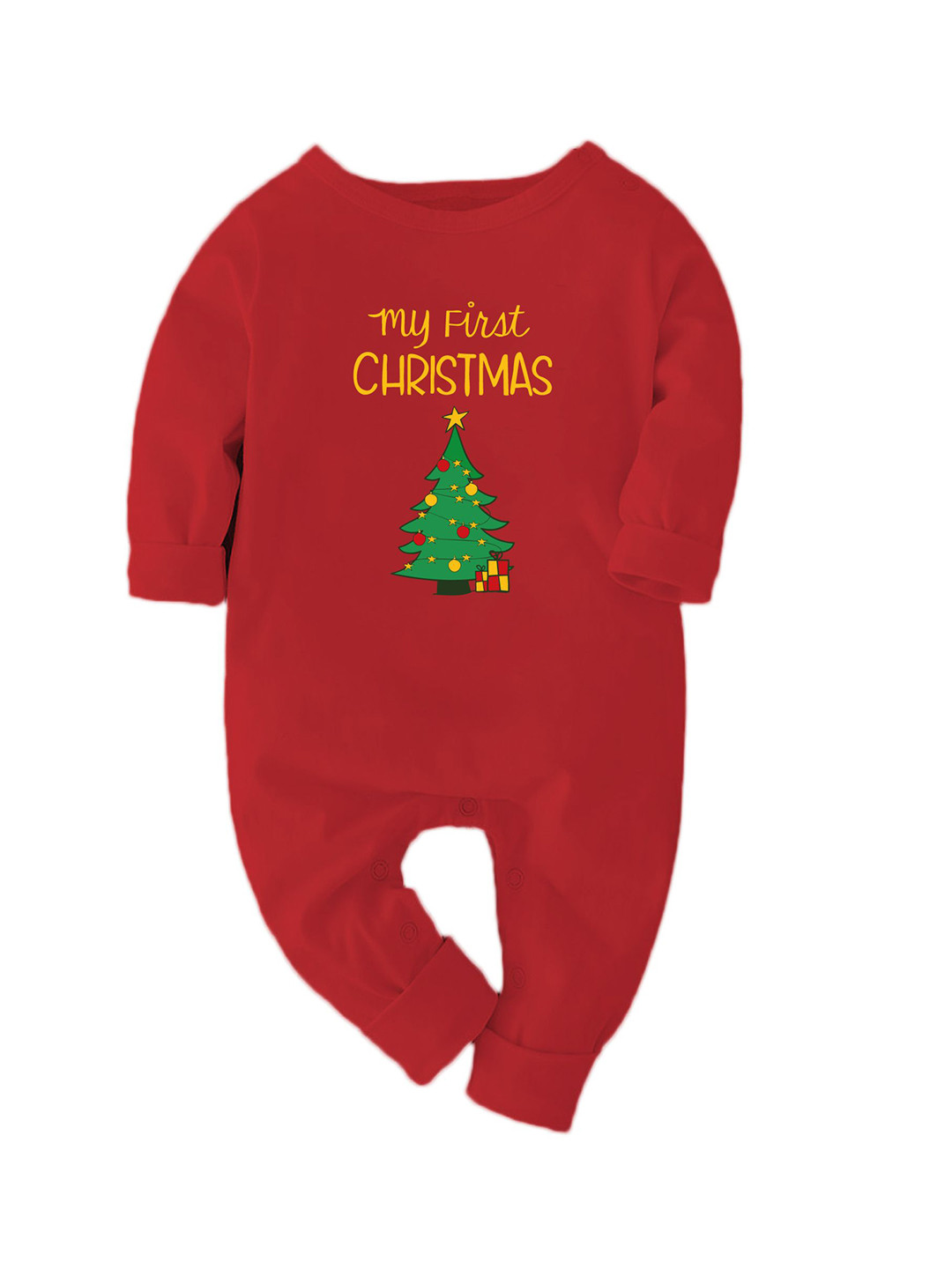 

Zeezeezoo Kids My First Christmas Printed Cotton Rompers, Red