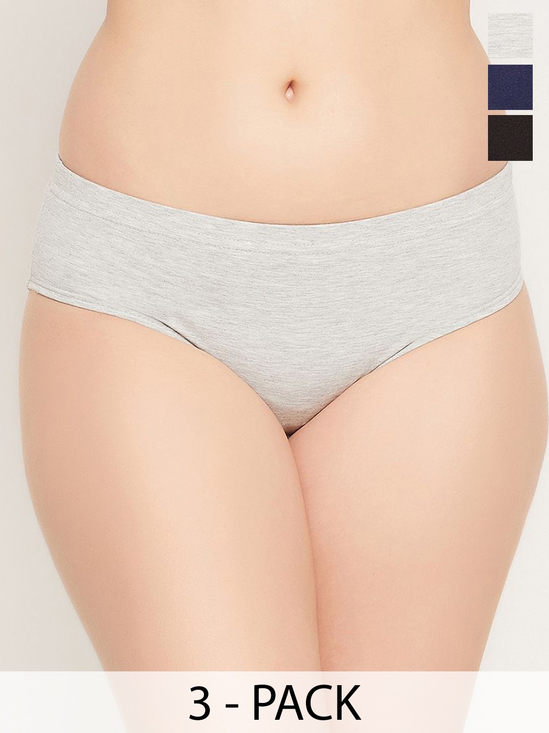 

Clovia Women Pack Of 3 Cotton Hipster Briefs, Black