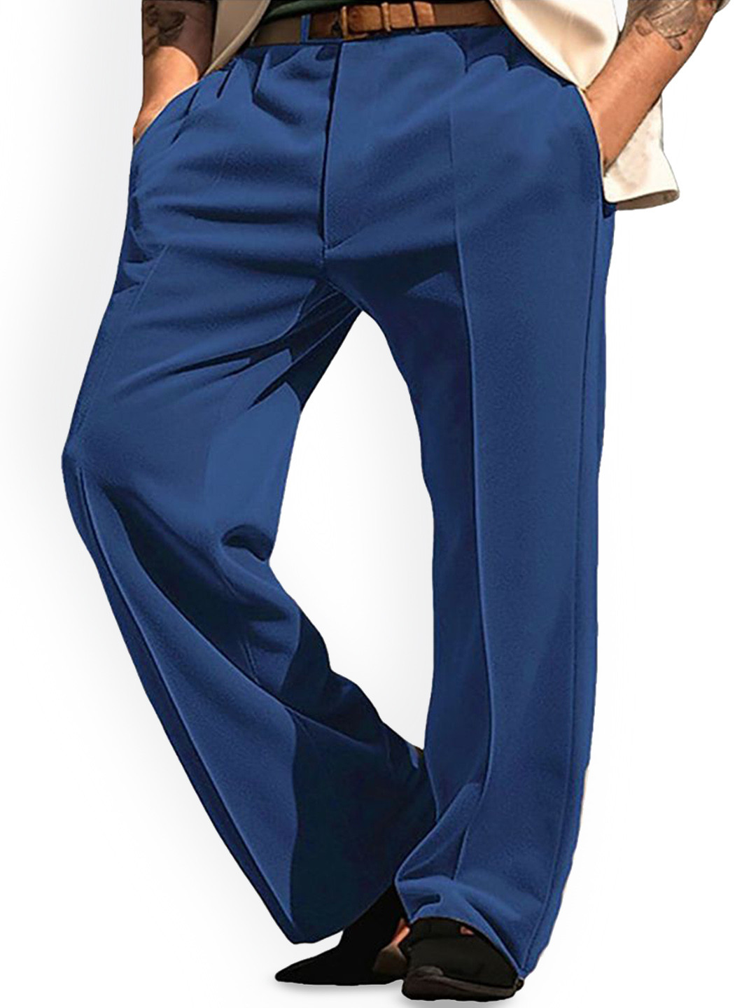 

StyleCast x Revolte Men Mid-Rise Formal Trousers, Blue