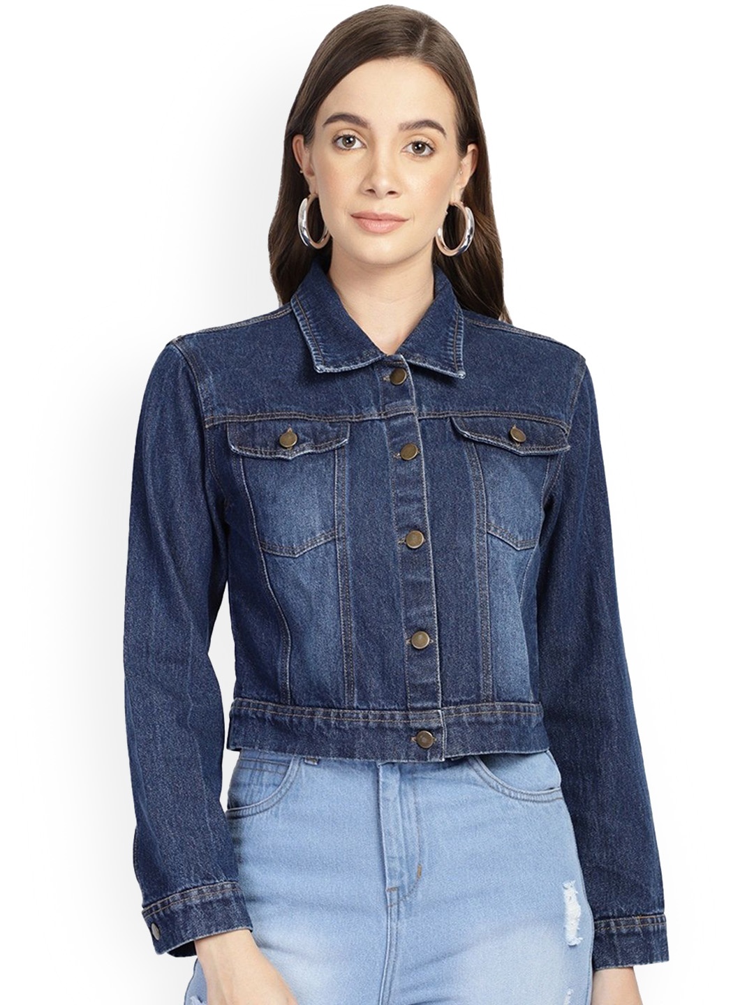 

PUELLA Women Washed Lightweight Outdoor Denim Jacket, Blue