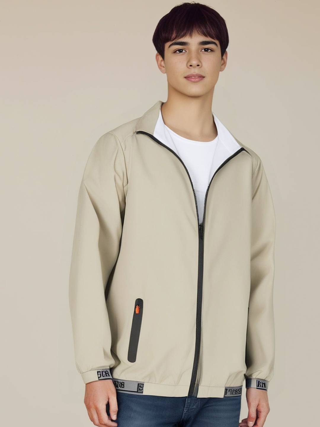 

StyleCast x Revolte Men Lightweight Sporty Jacket, Beige