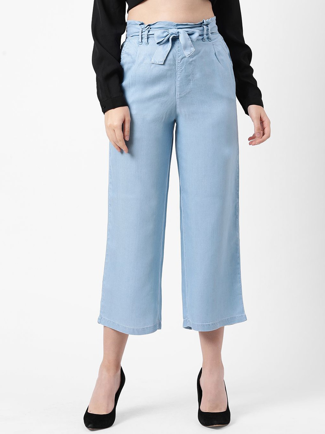 

Kraus Jeans Women Loose Fit High-Rise Culottes Trousers, Blue