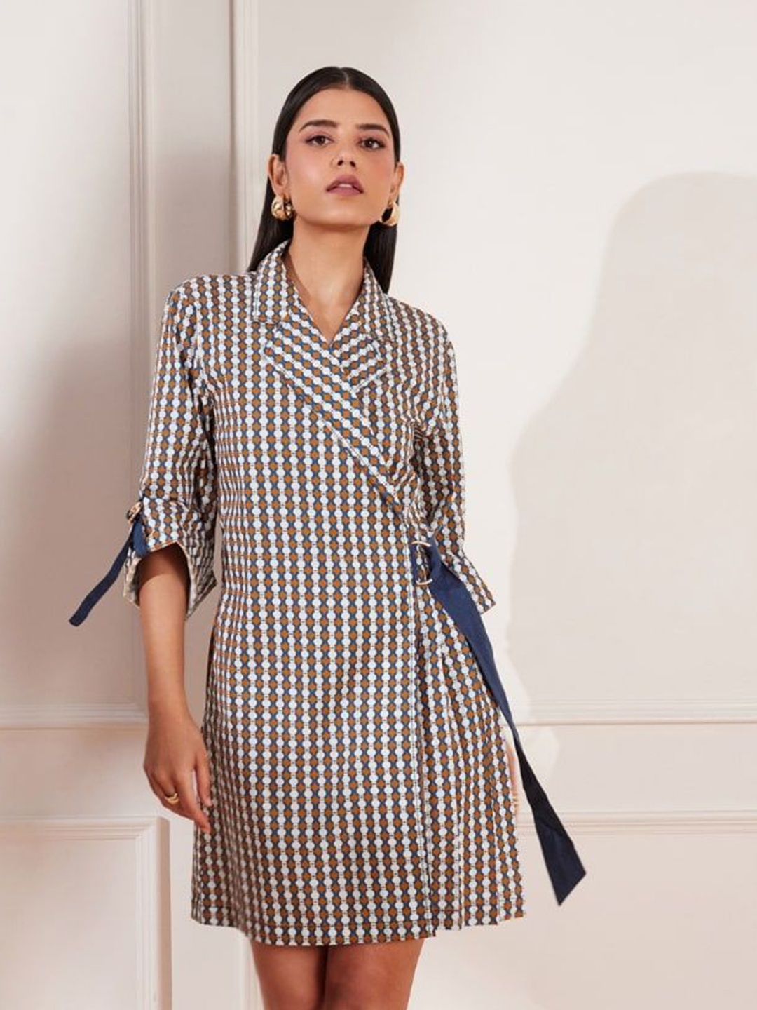 

tara and i Women Printed Checked Dress, Black