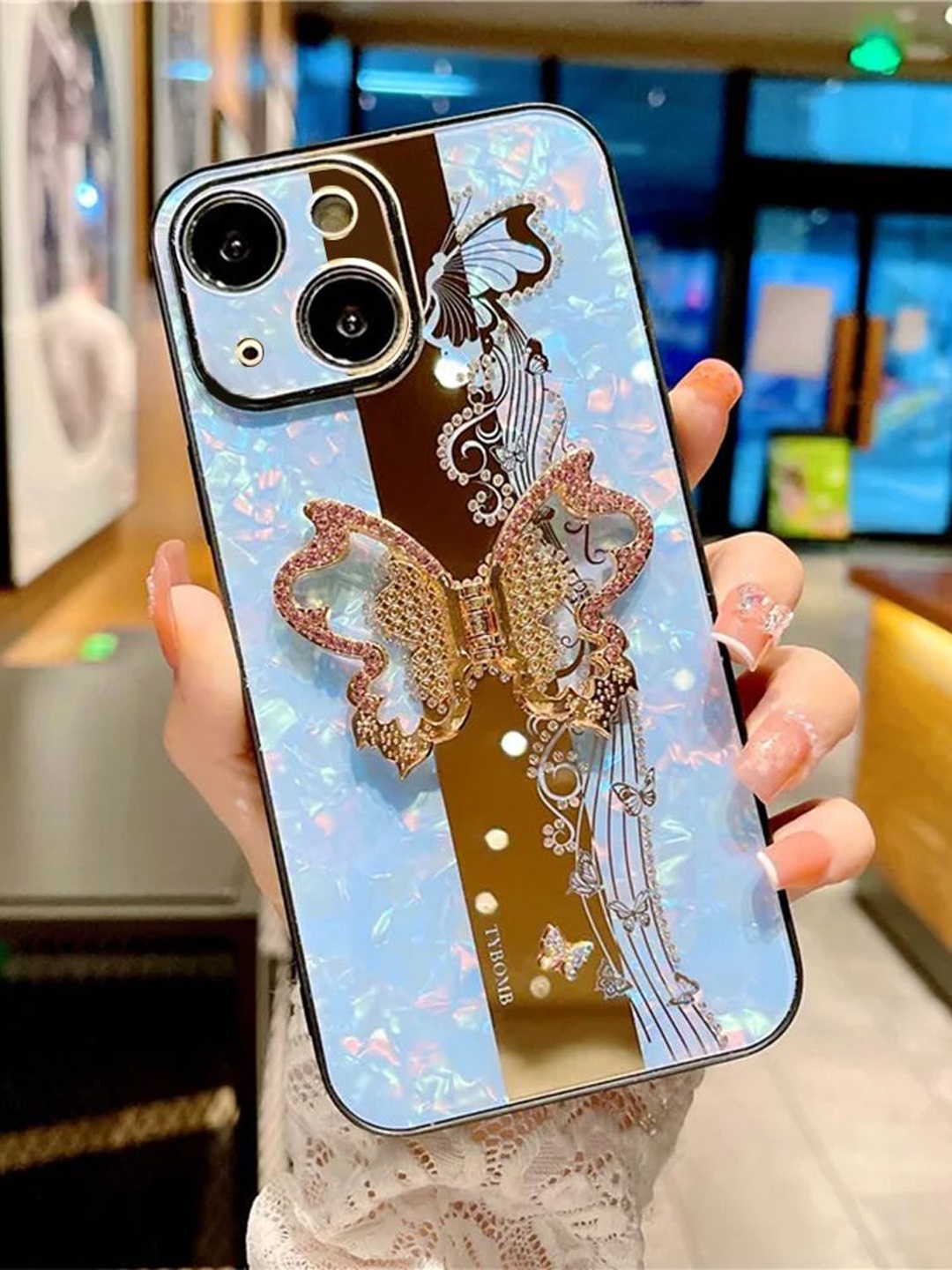 

Luxury Kase Quirky Printed iPhone 13 Back Case Mobile Accessories, Blue