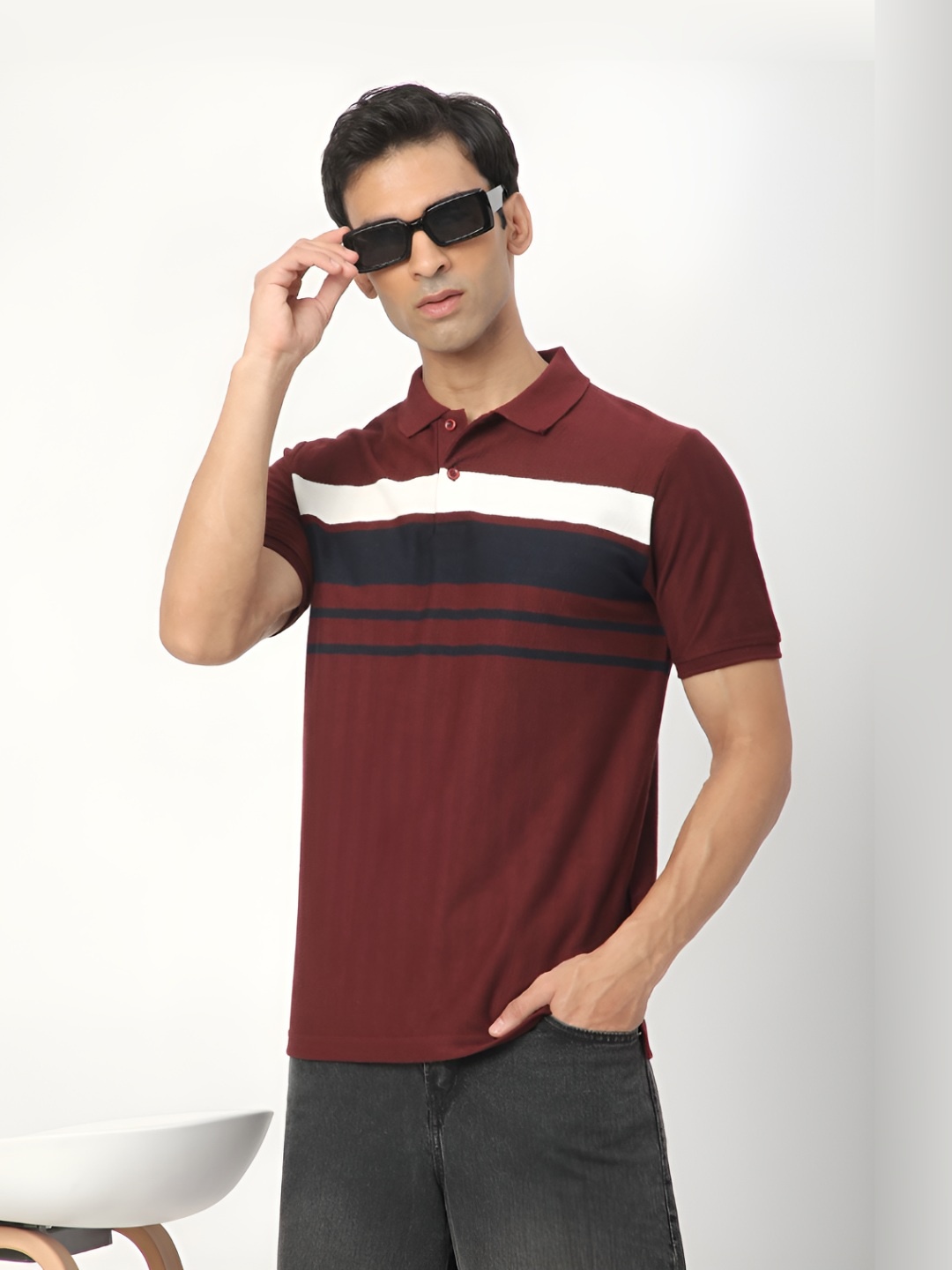 

R&B Men Polo Collar T-shirt, Purple