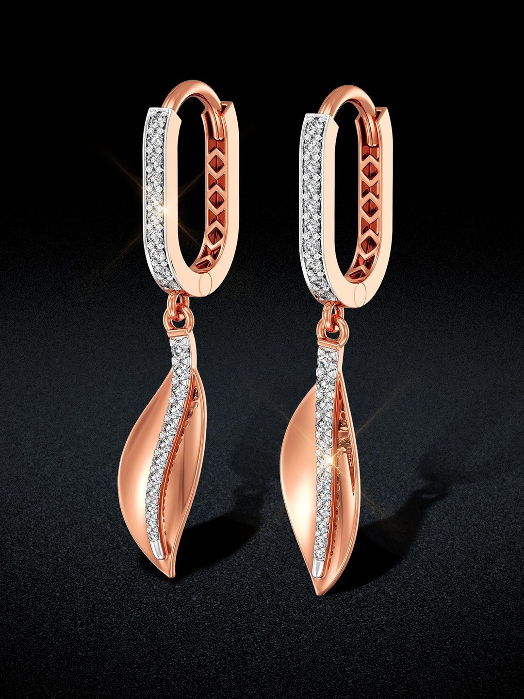 

Joyalukkas 18 KT Women Lush Leaf Gold Hoop Earrings, Rose gold