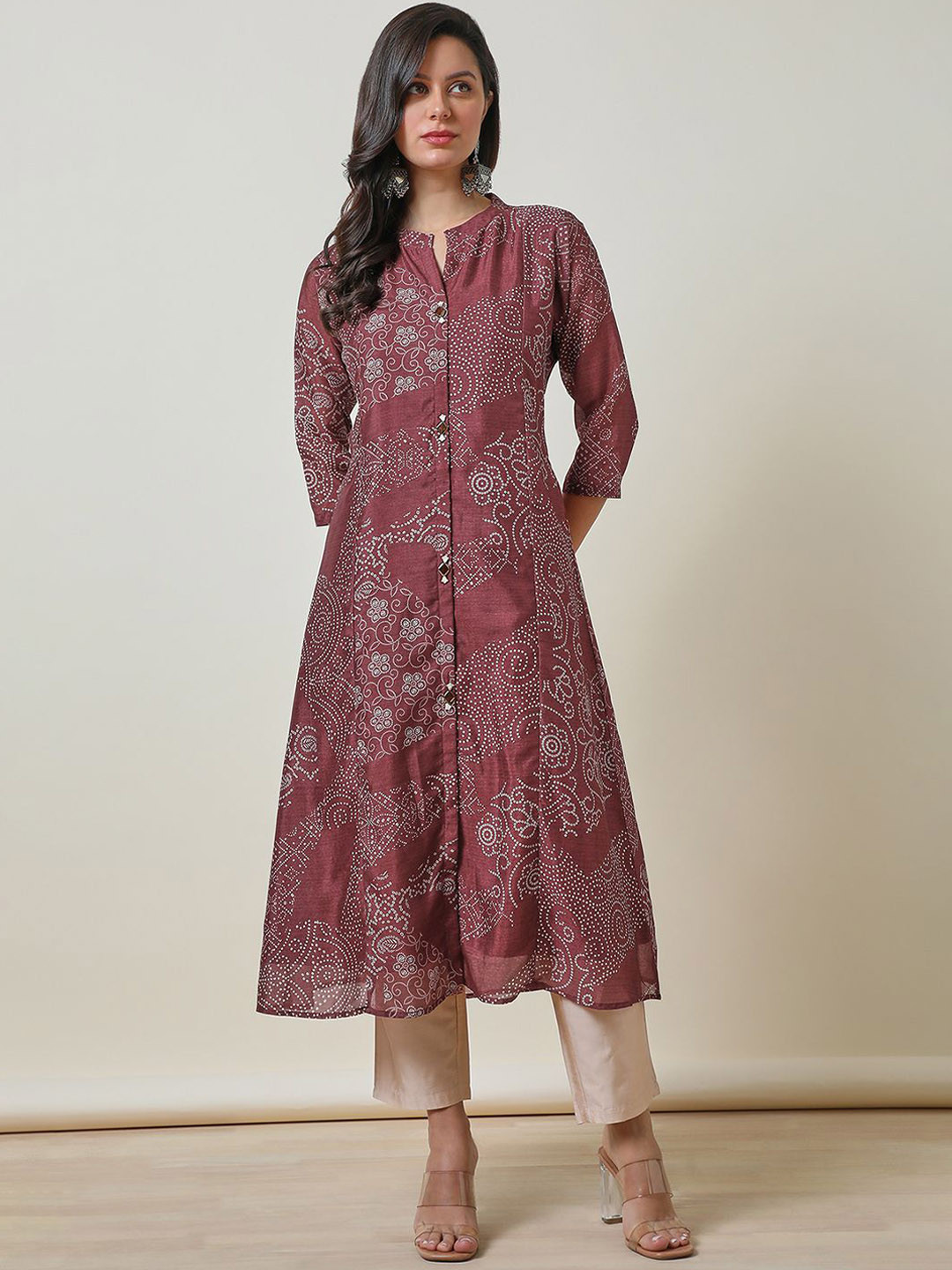 

Soch Bandhani Printed Anarkali Kurta, Maroon