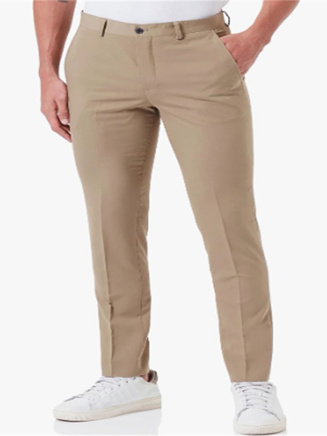 

StyleCast x Revolte Men Easy Wash Trousers, Beige