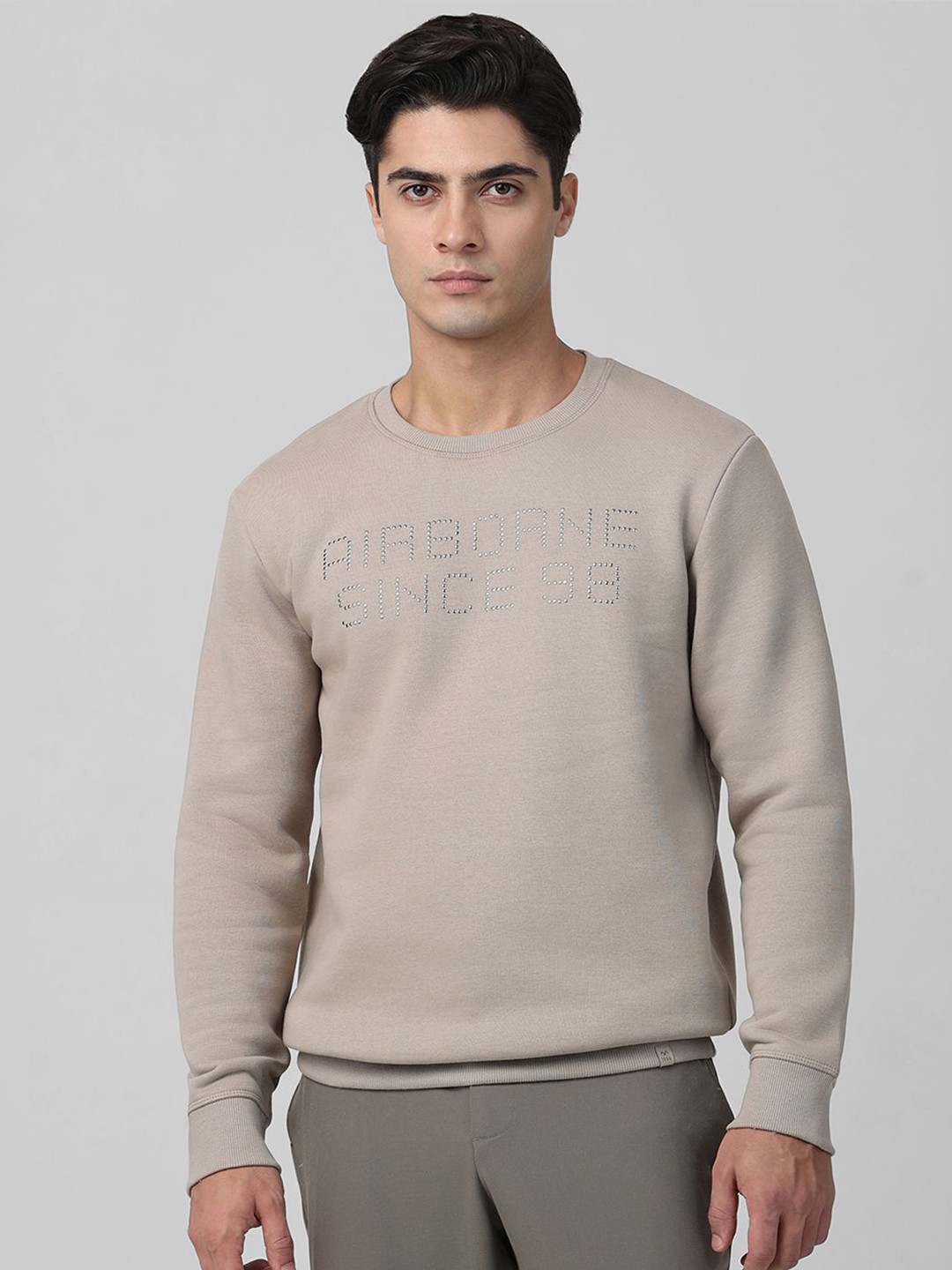 

Mufti Men Printed Round Neck Long Sleeves Pullover Sweatshirt, Grey