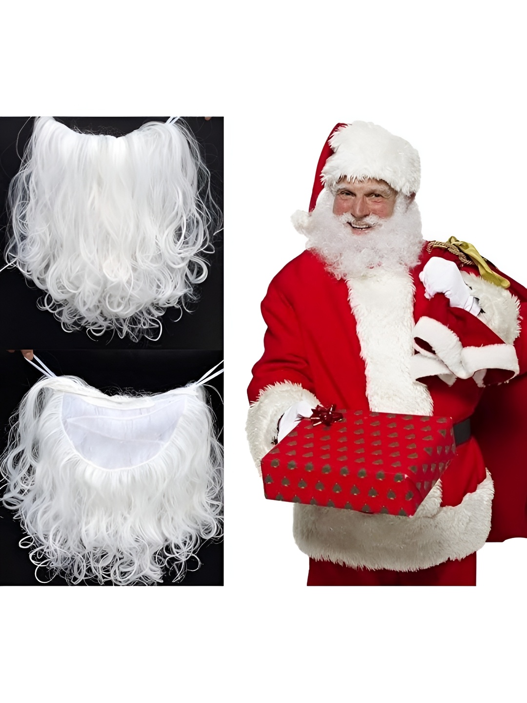 

eCraftIndia White Santa Claus Beard & Moustache Set Christmas Decor