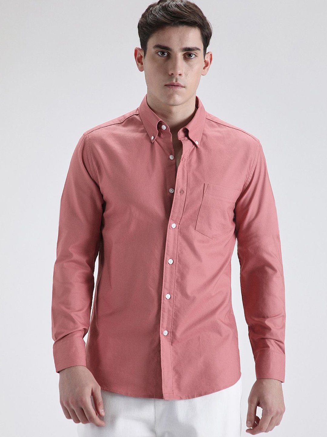 

Banana Club Men Classic Slim Fit Opaque Casual Shirt, Peach