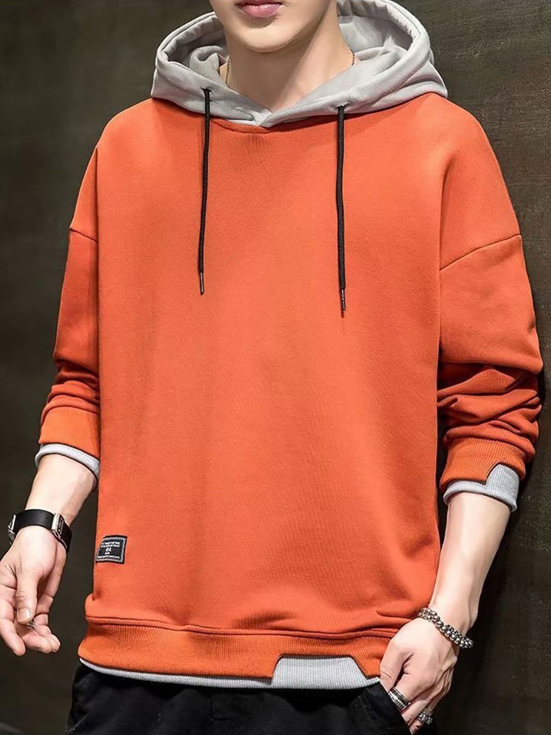 

StyleCast x Revolte Men Colourblocked Hooded Pullover Sweatshirt, Orange