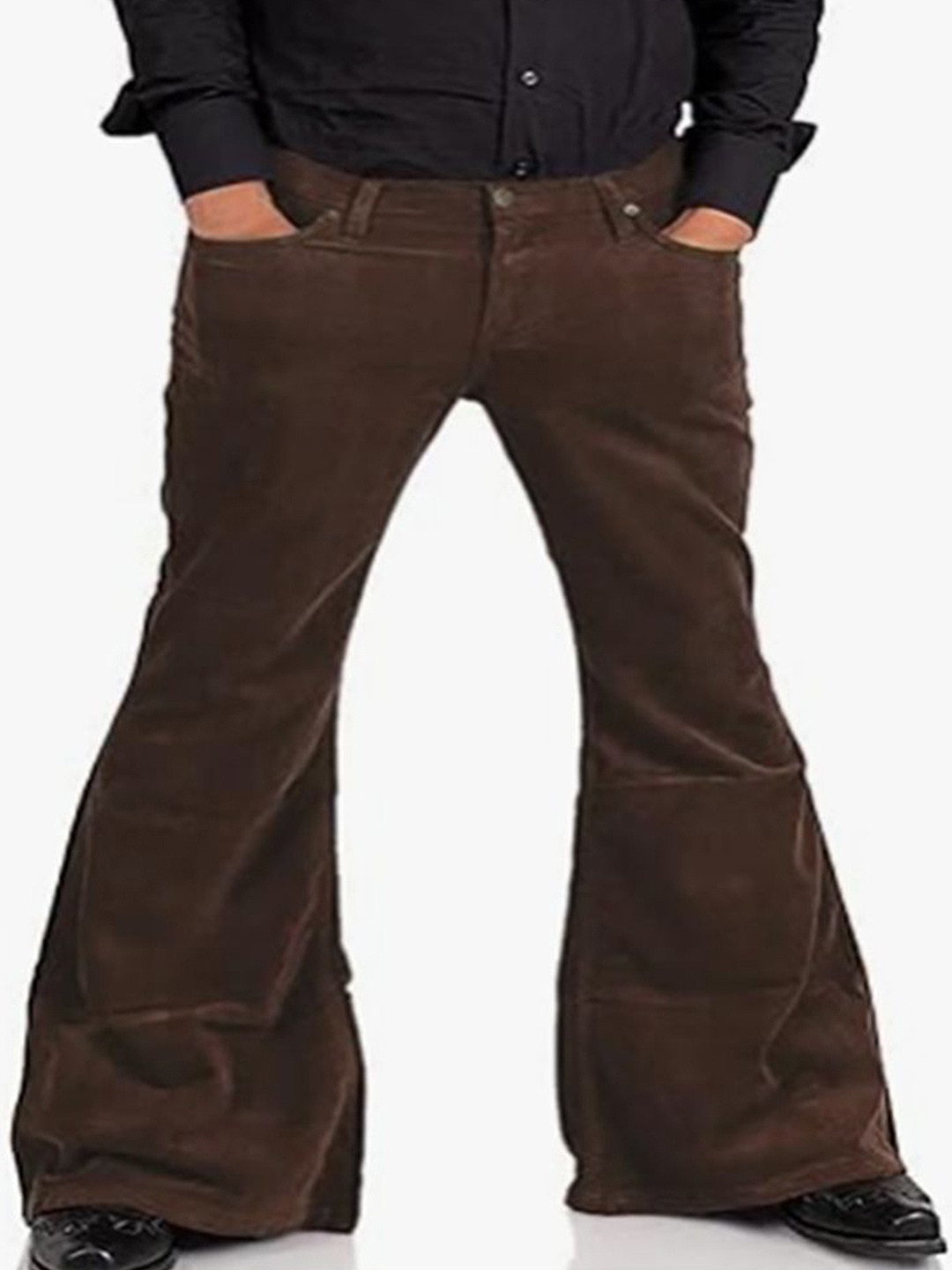 

StyleCast x Revolte Men Loose Fit Easy Wash Bootcut Trouser, Coffee brown