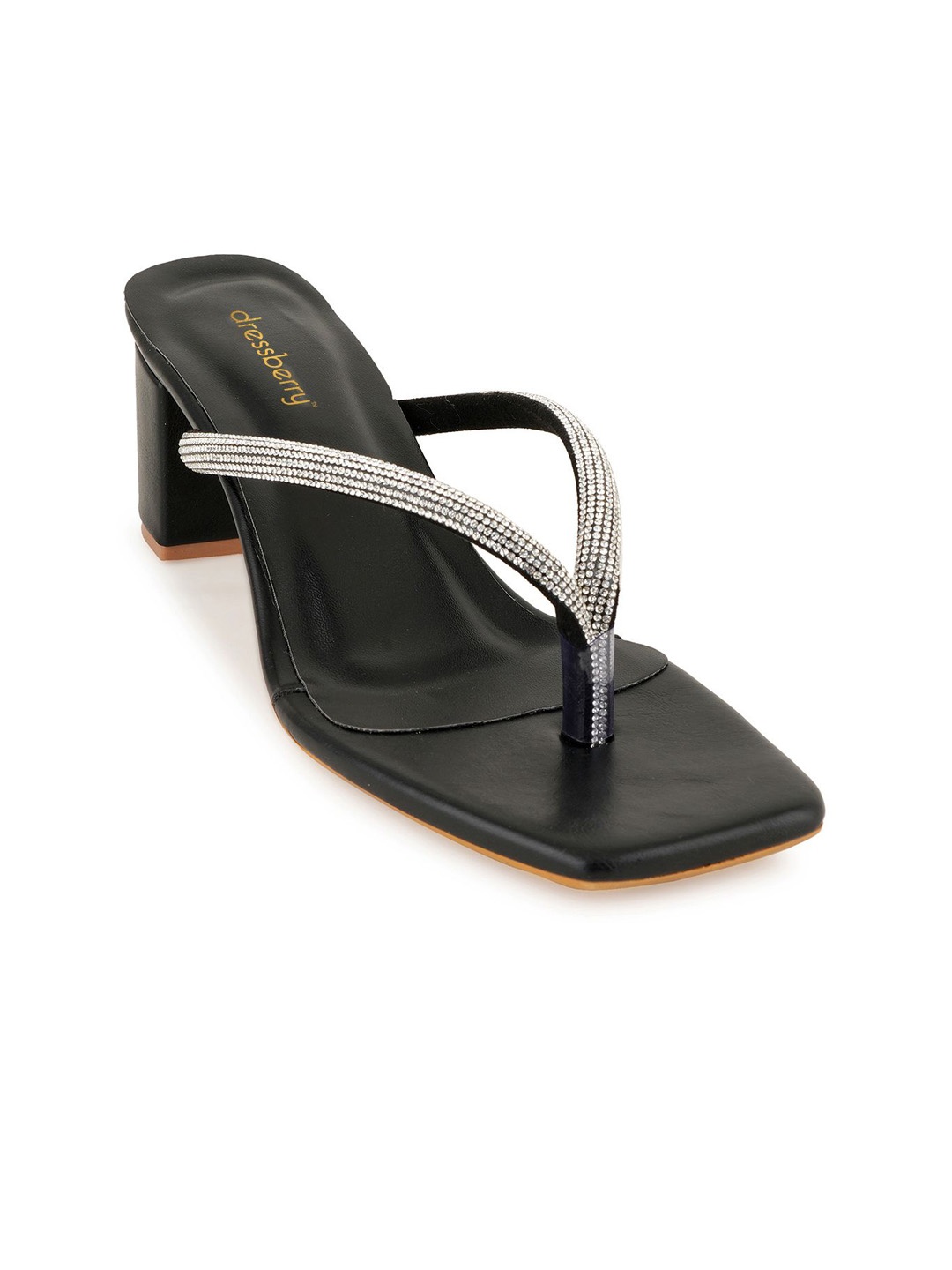 

DressBerry Women Western Embellished Block Heel Sandals, Black