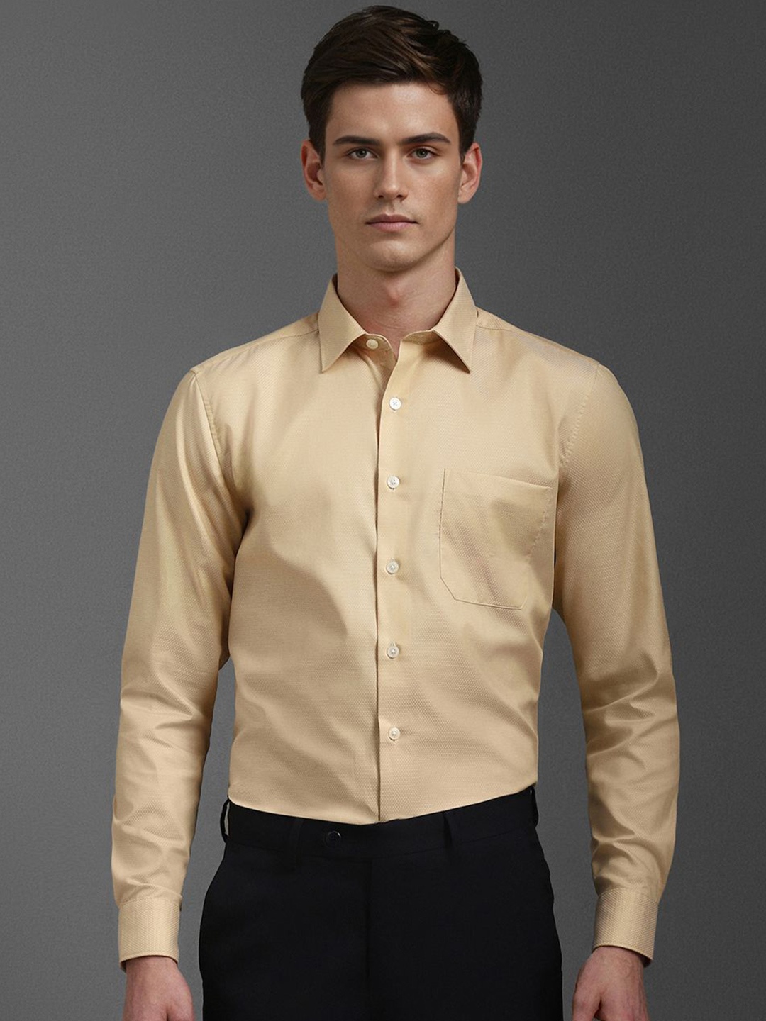 

Louis Philippe Men Slim Fit Opaque Formal Shirt, Beige