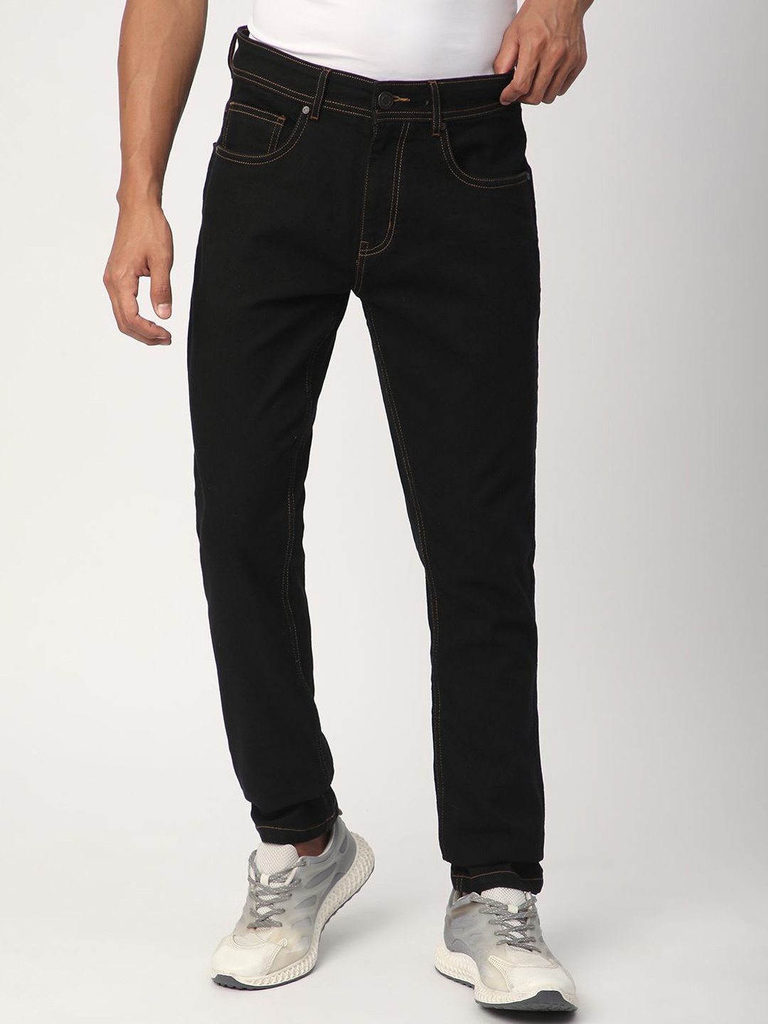 

R&B Men Slim Fit Mid-Rise Jeans, Black