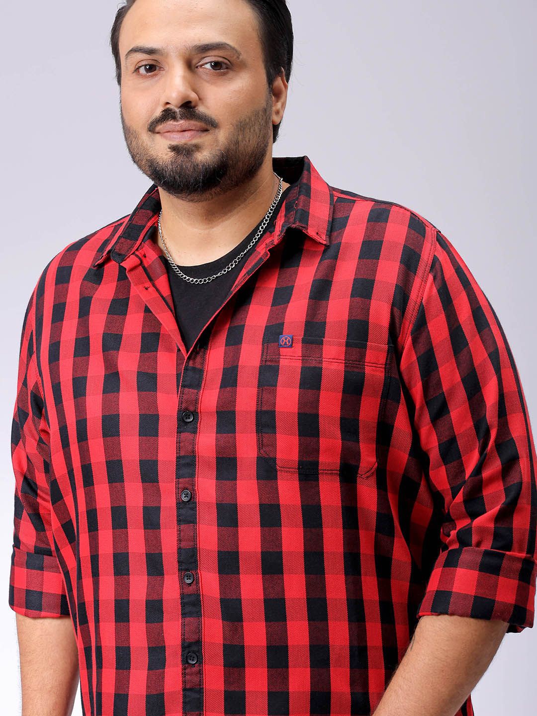 

Hardsoda by The Indian Garage Co Plus Size Checked Casual Shirt, Red