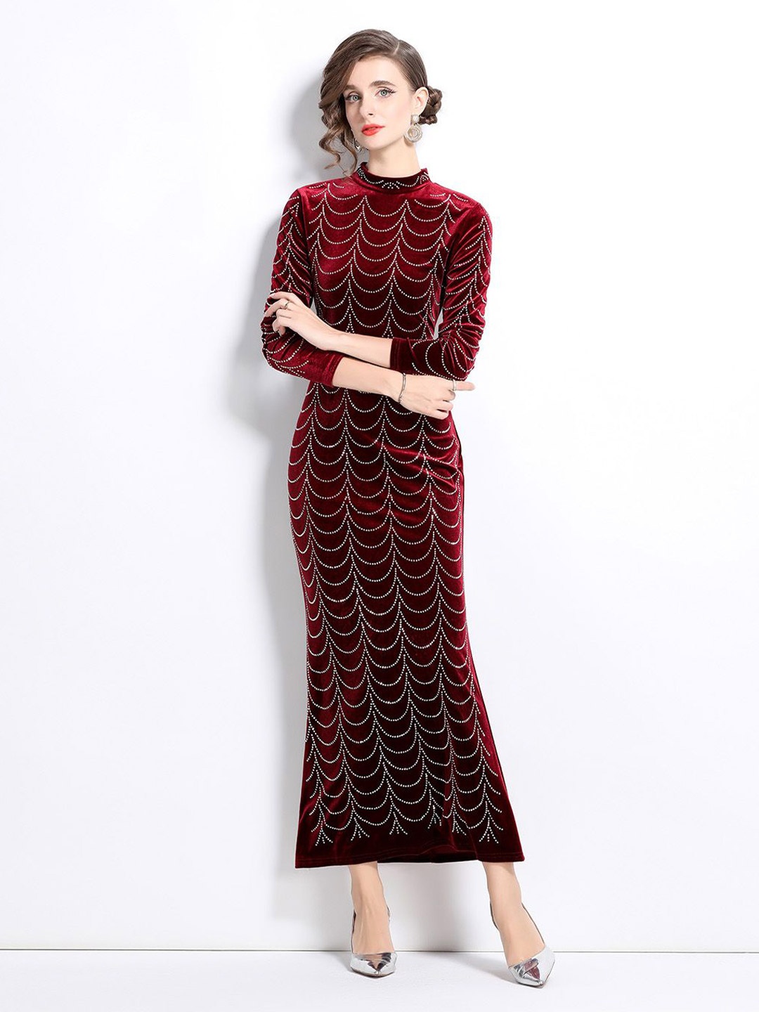 

JC Collection Women Print A-Line Dress, Maroon