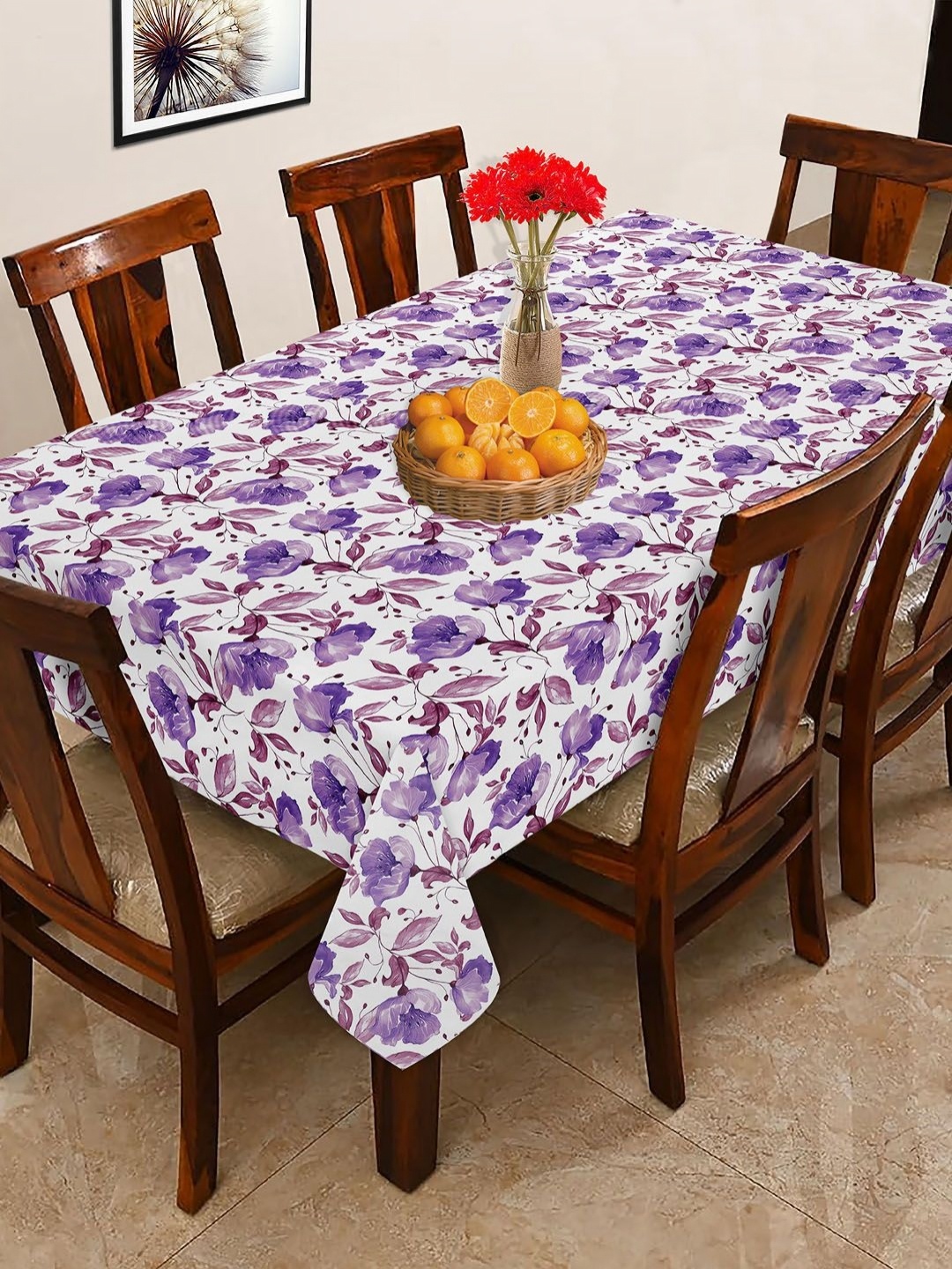 

OASIS Purple Floral Cotton 6-Seater Table Cover