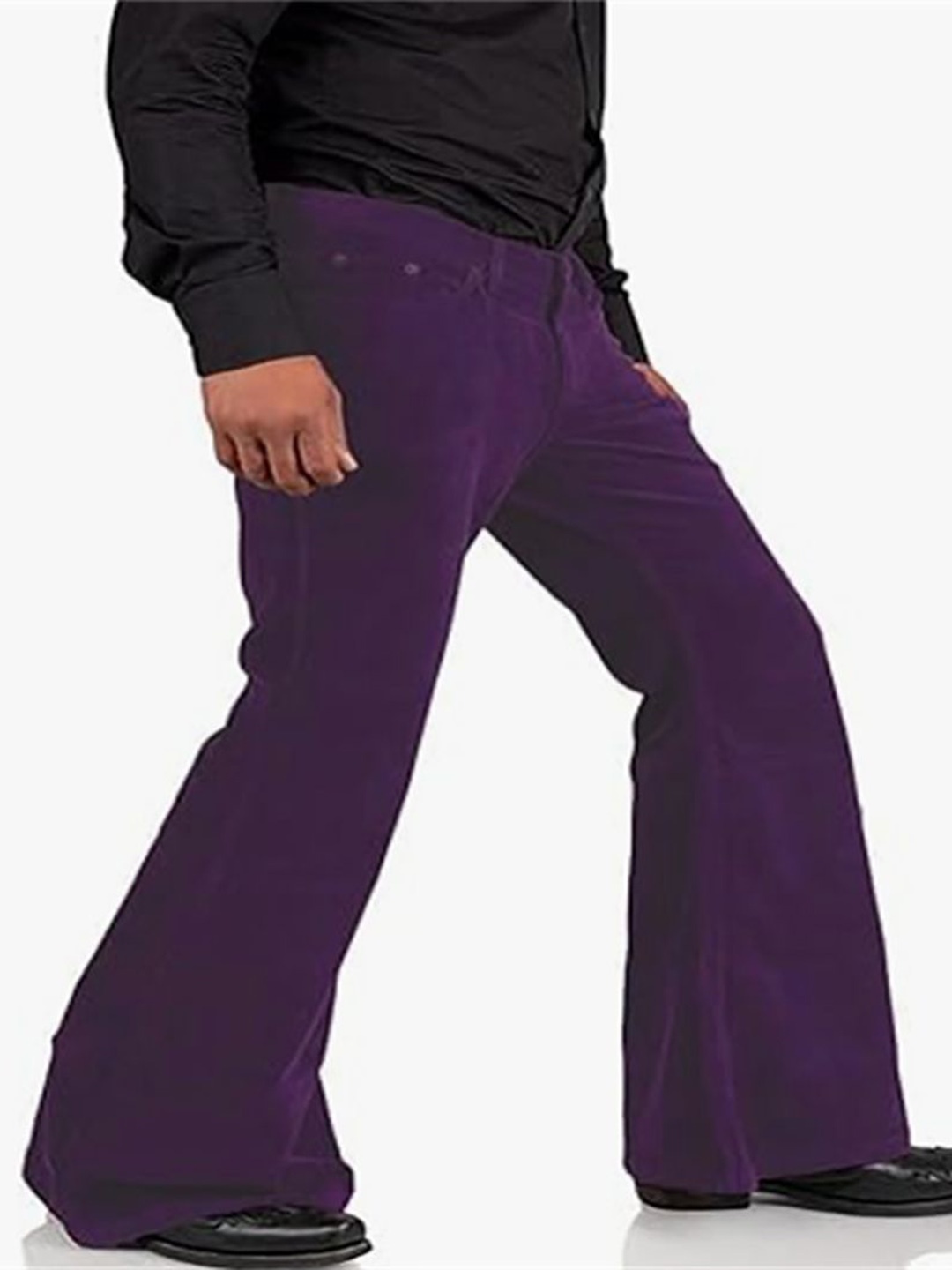 

StyleCast x Revolte Men Mid-Rise Loose Fit Bootcut Trousers, Purple