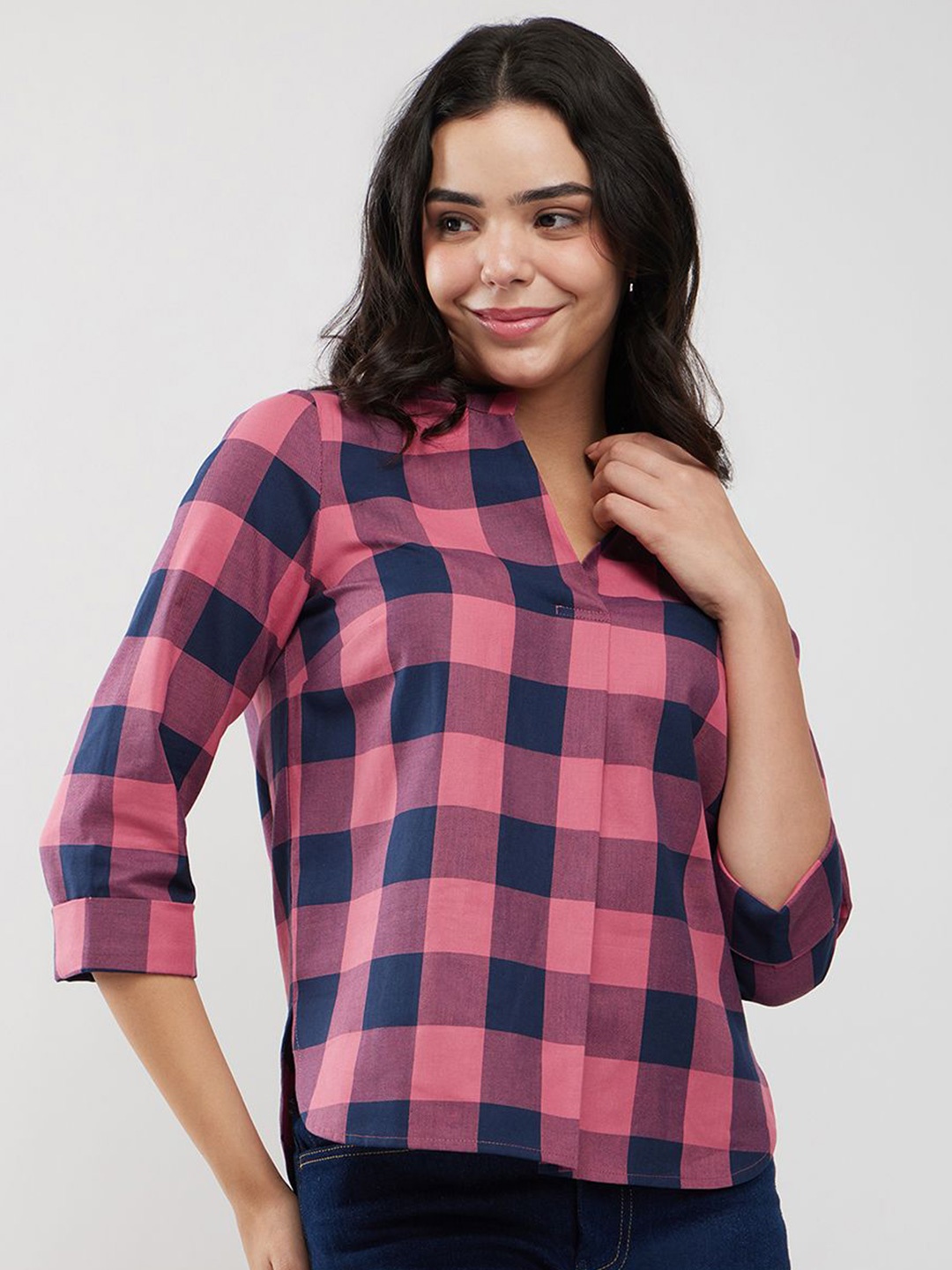 

FableStreet Checked Cotton Top, Pink