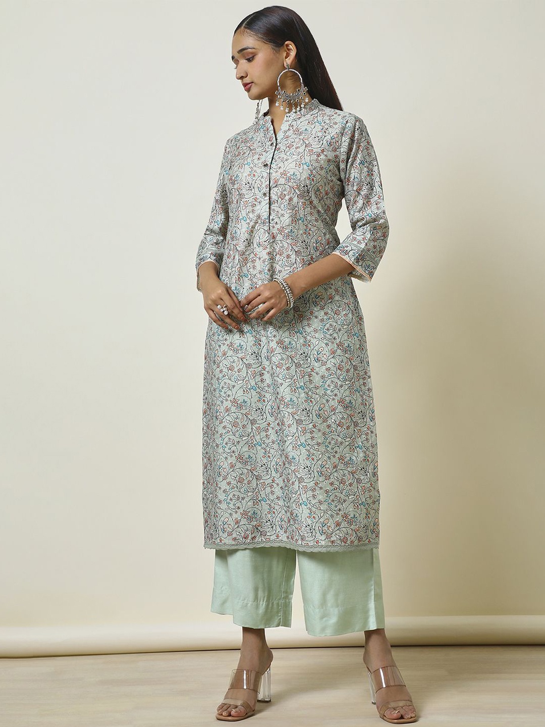 

Soch Floral Printed Straight Kurta, Green