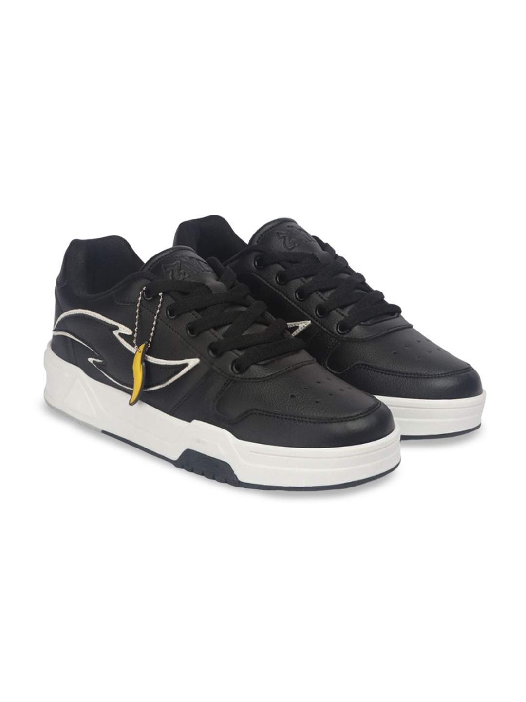 

ZAYDN Men Round Toe Lace-Ups Casual Sneakers, Black