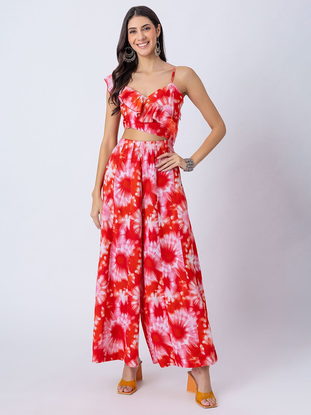 

Moomaya Women Printed Basic Jumpsuit, Red