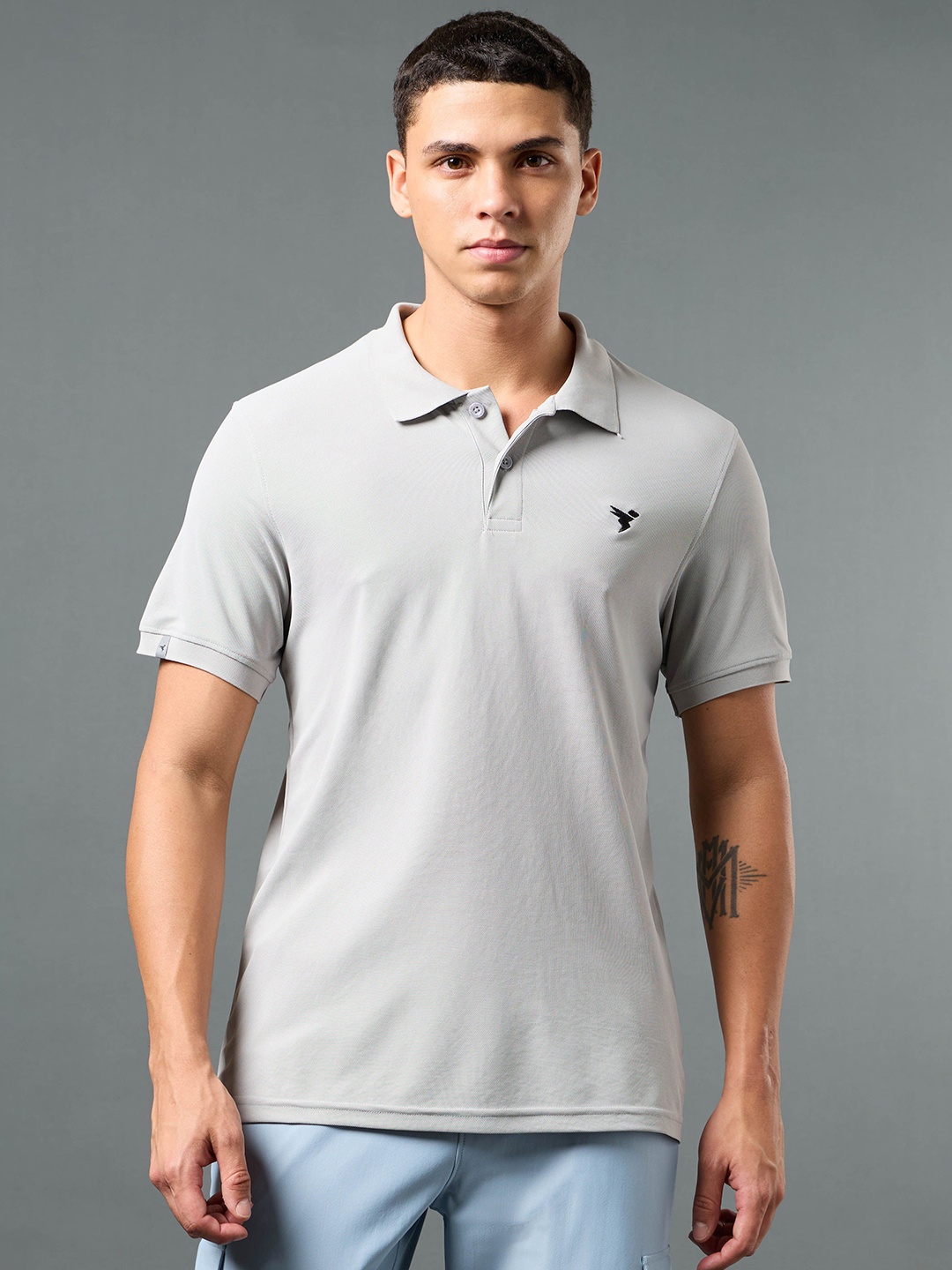 

Technosport Men aw'24 Polo Collar Anti Static Slim Fit T-shirt, Grey