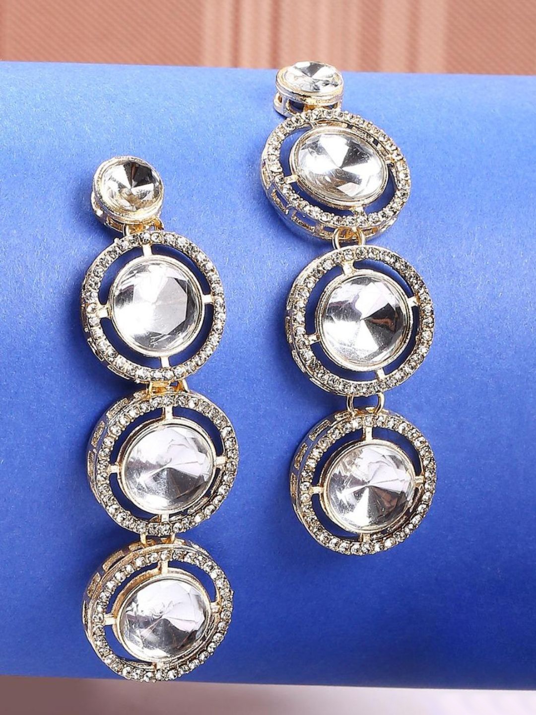 

Anouk Gold-Toned Kundan Studded Contemporary Drop Earrings
