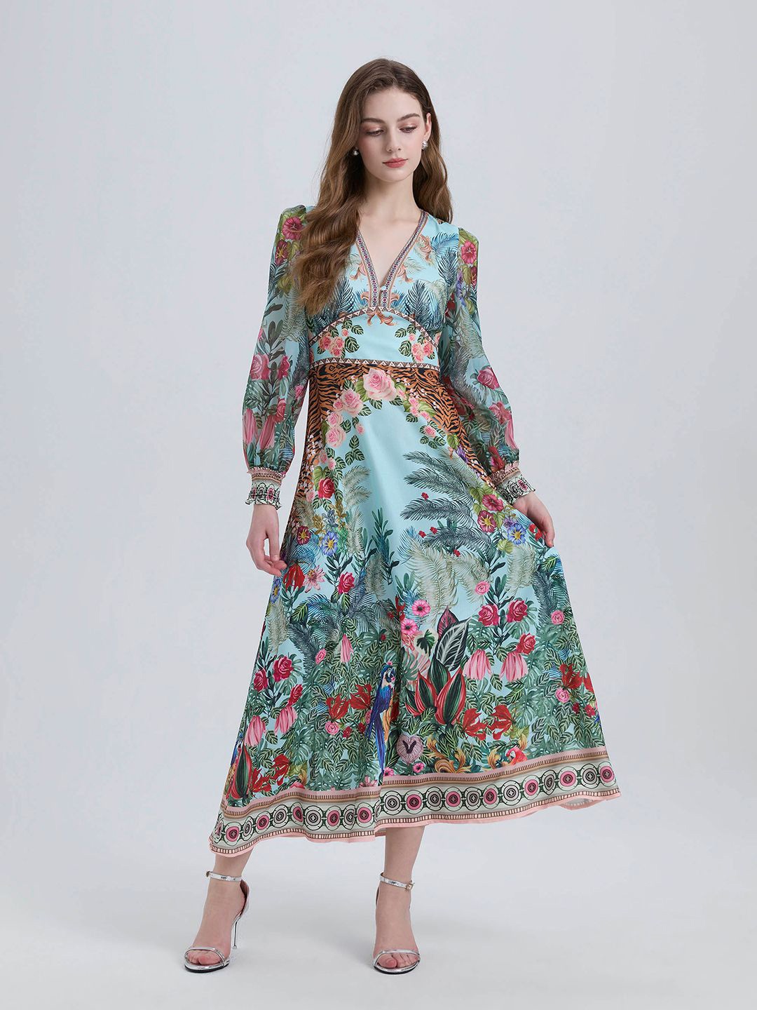 

JC Collection Women Floral Printed Maxi Dress, Green