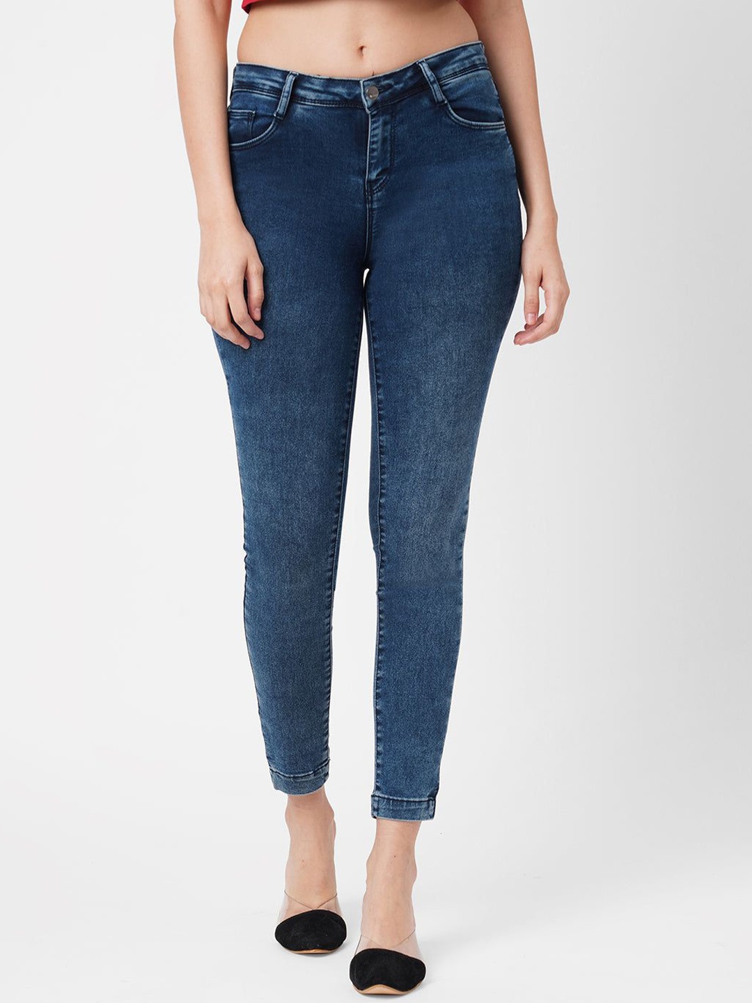 

Kraus Jeans Women Skinny Fit Mid-Rise Light Fade Stretchable Jeans, Blue