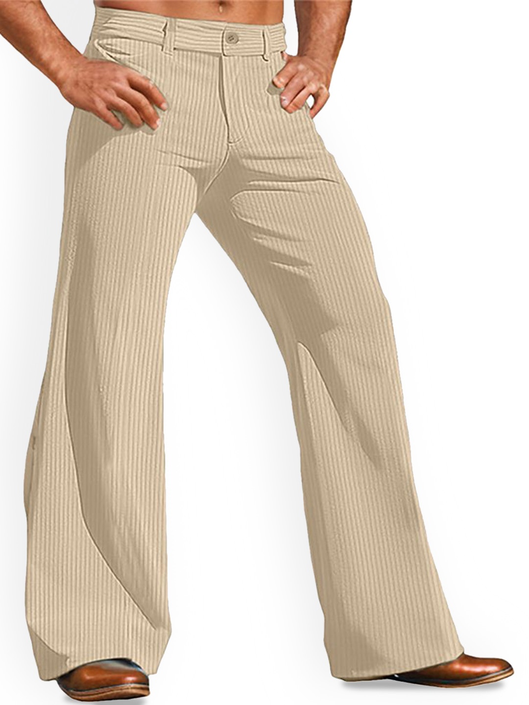 

StyleCast x Revolte Men Mid-Rise Bootcut Trousers, Khaki