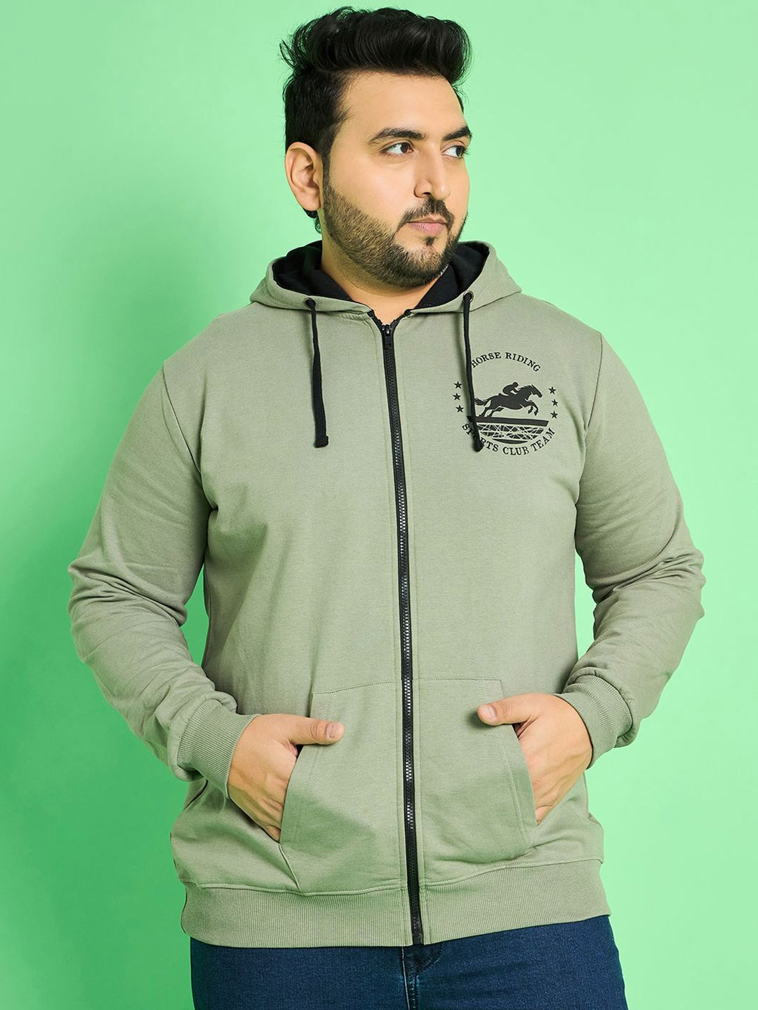 

bigbanana Men Plus Size Hooded Sweatshirt, Green