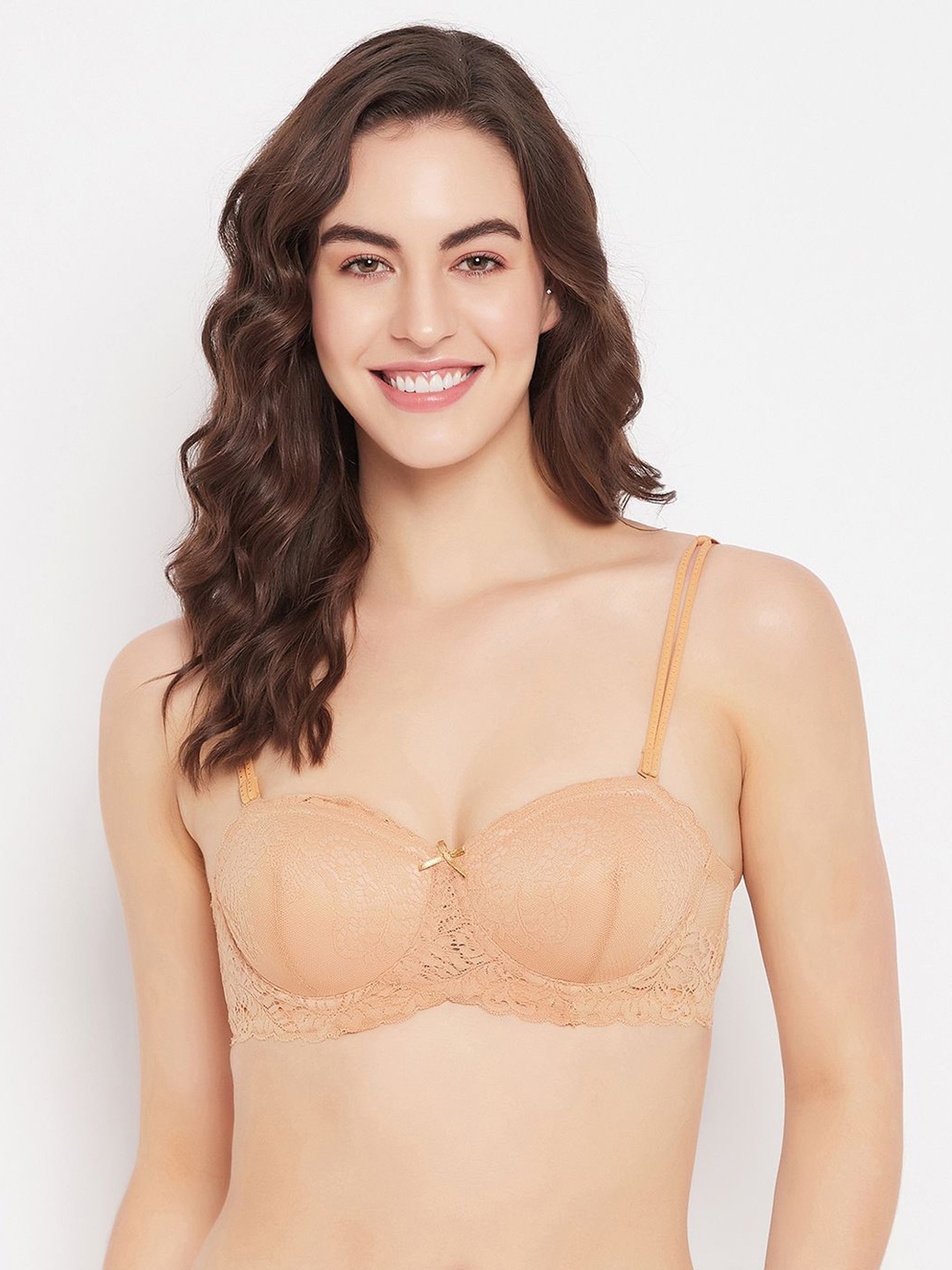

Clovia Full Coverage Underwired Lightly Padded Underwired Balconette Bra, Beige
