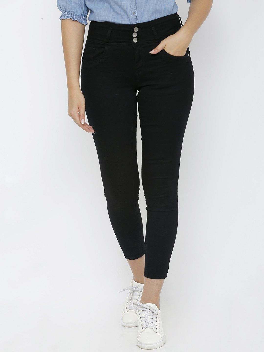 

Kraus Jeans Women Skinny Fit High-Rise Jeans, Black