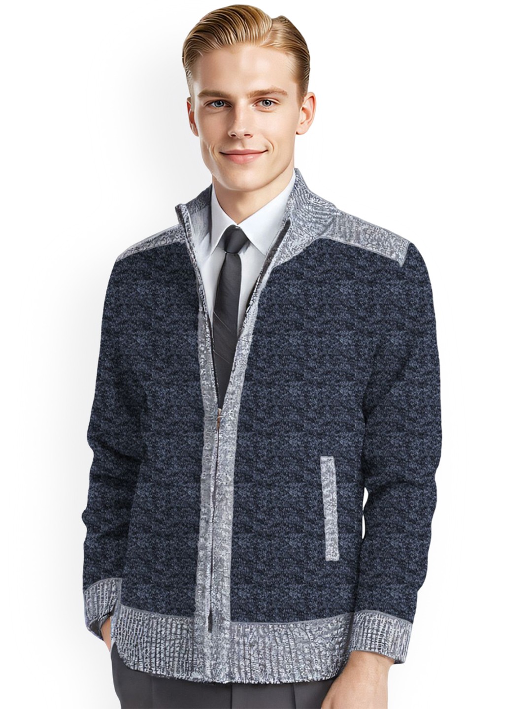 

StyleCast x Revolte Men Lightweight Open Front Jacket, Blue