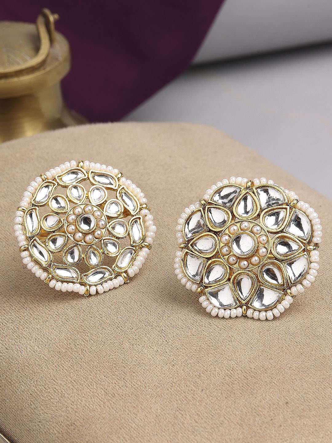 

Anouk Set Of 3 Gold-Plated Stone-Studded Adjustable Finger Ring