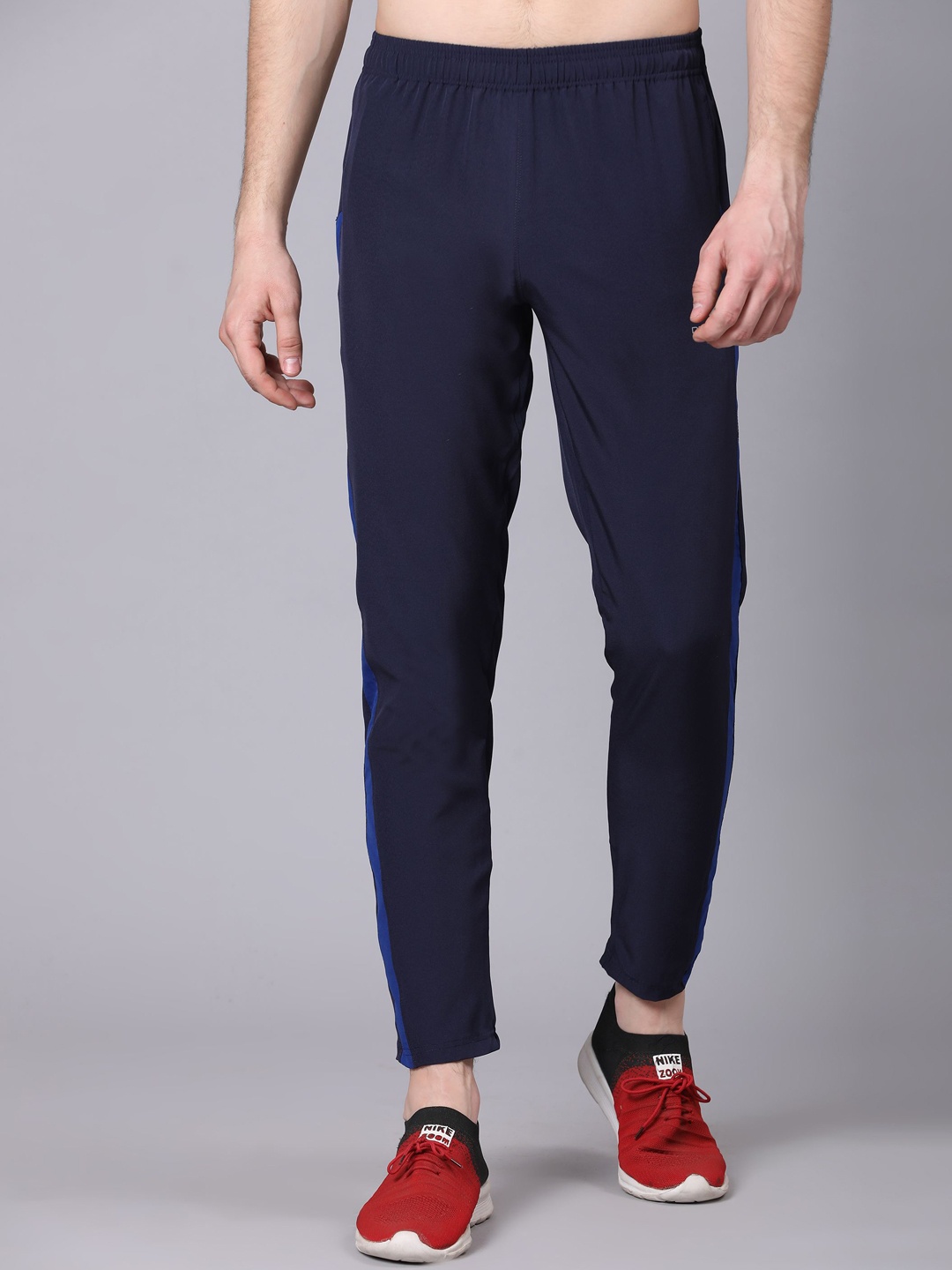 

Dpassion Men Mid-Rise Regular Fit Track Pants, Navy blue