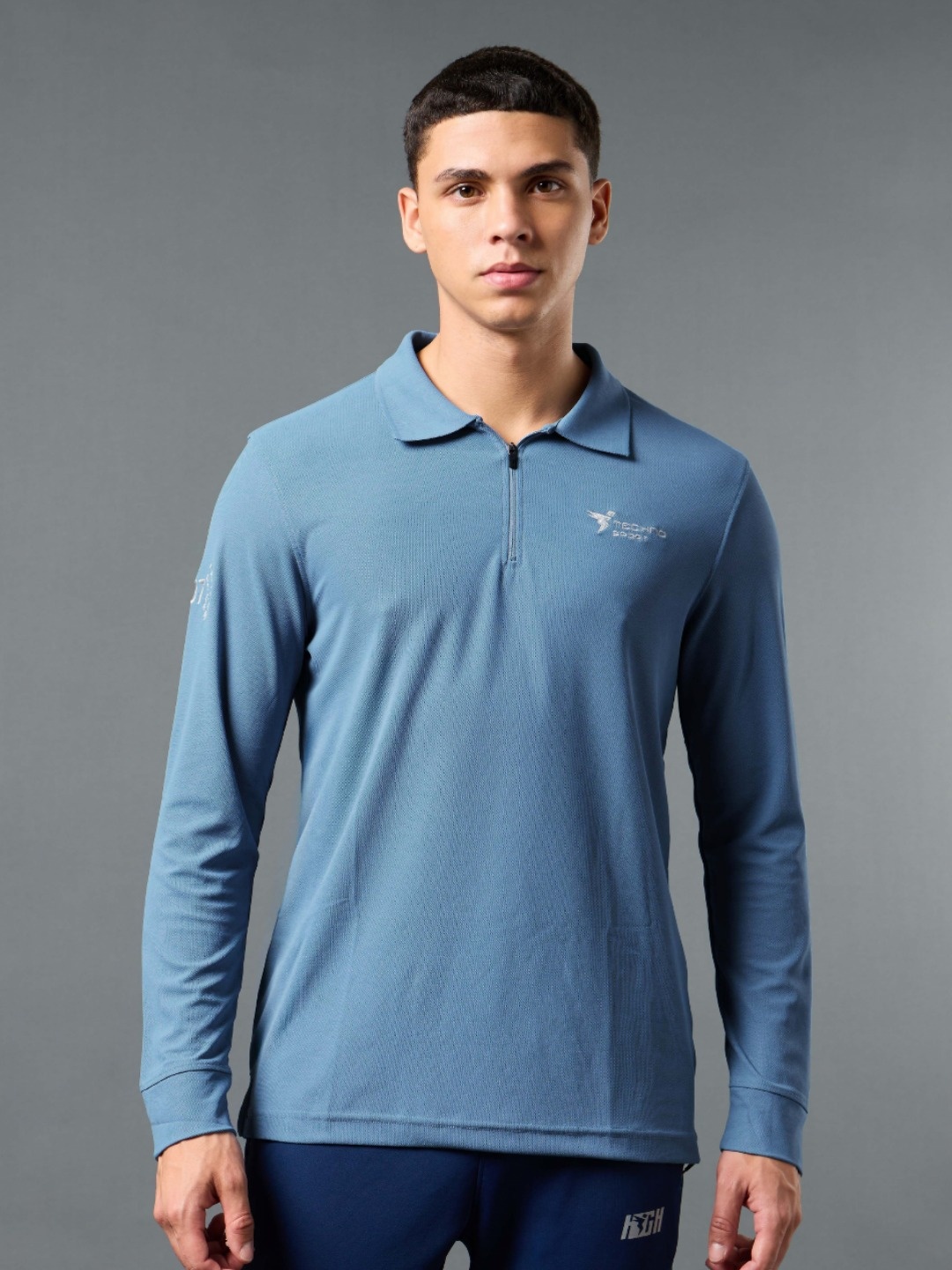 

Technosport Polo Collar Anti Static Slim Fit Sports T-shirt with MATPIQ, Blue