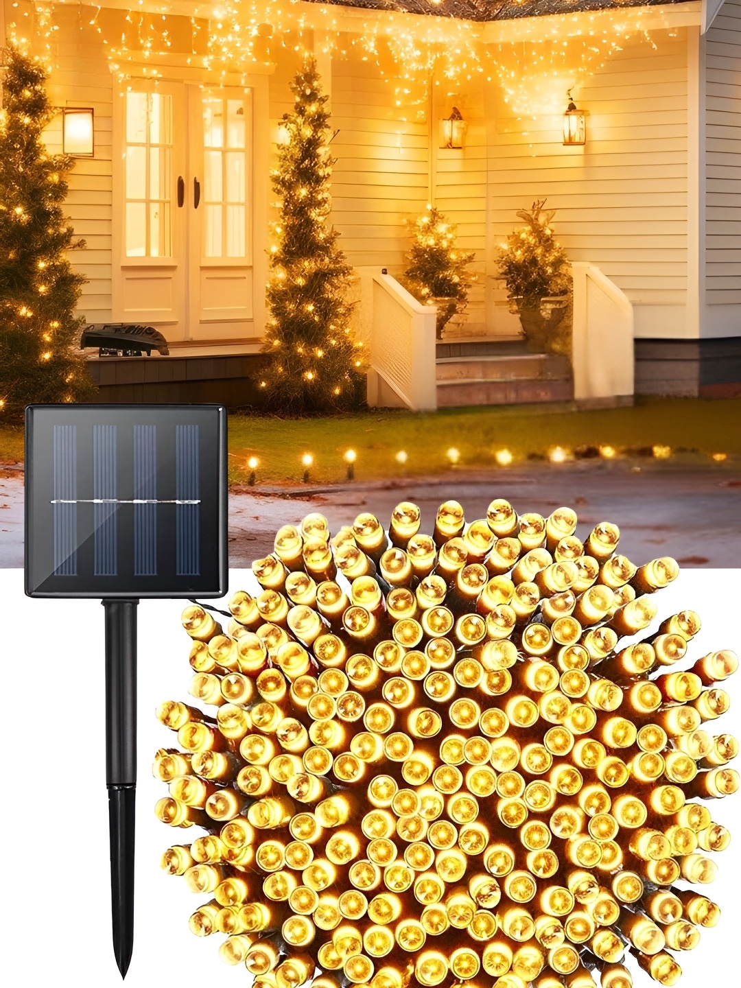 

LITVERSE Warm-White & Black Solar PVC String Lights