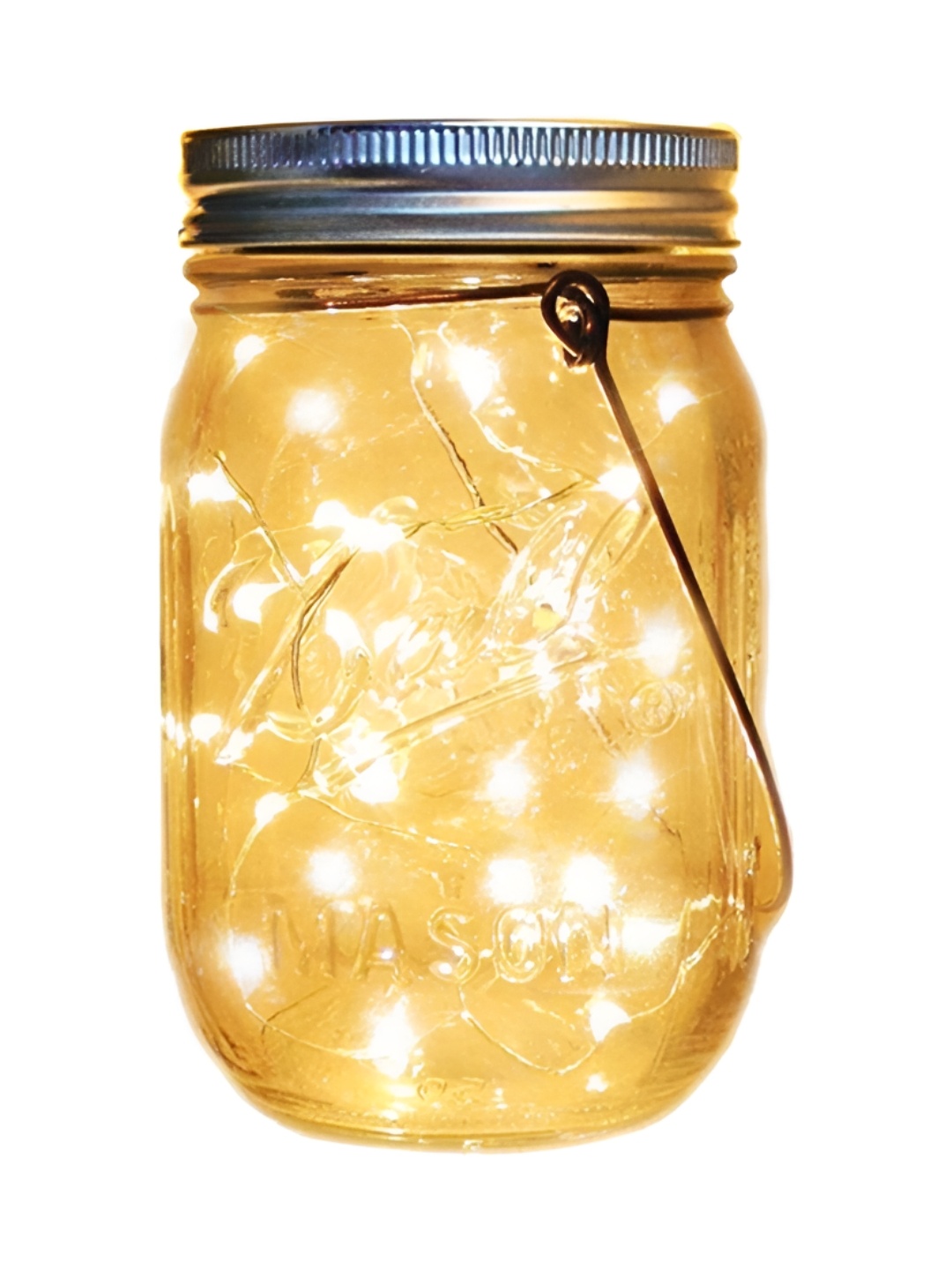 

LITVERSE Warm-Light & Transparent Hanging Solar Mason Jar Light, White