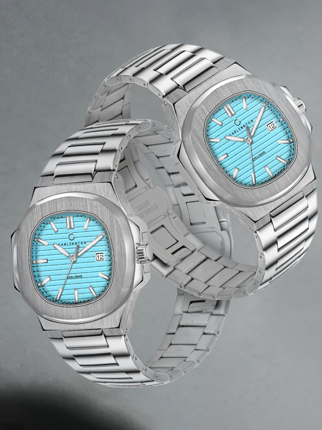 

CARLINGTON Men Dial & Stainless Steel Straps Analogue Watch Exclusive 8822 Tiffany, Turquoise blue