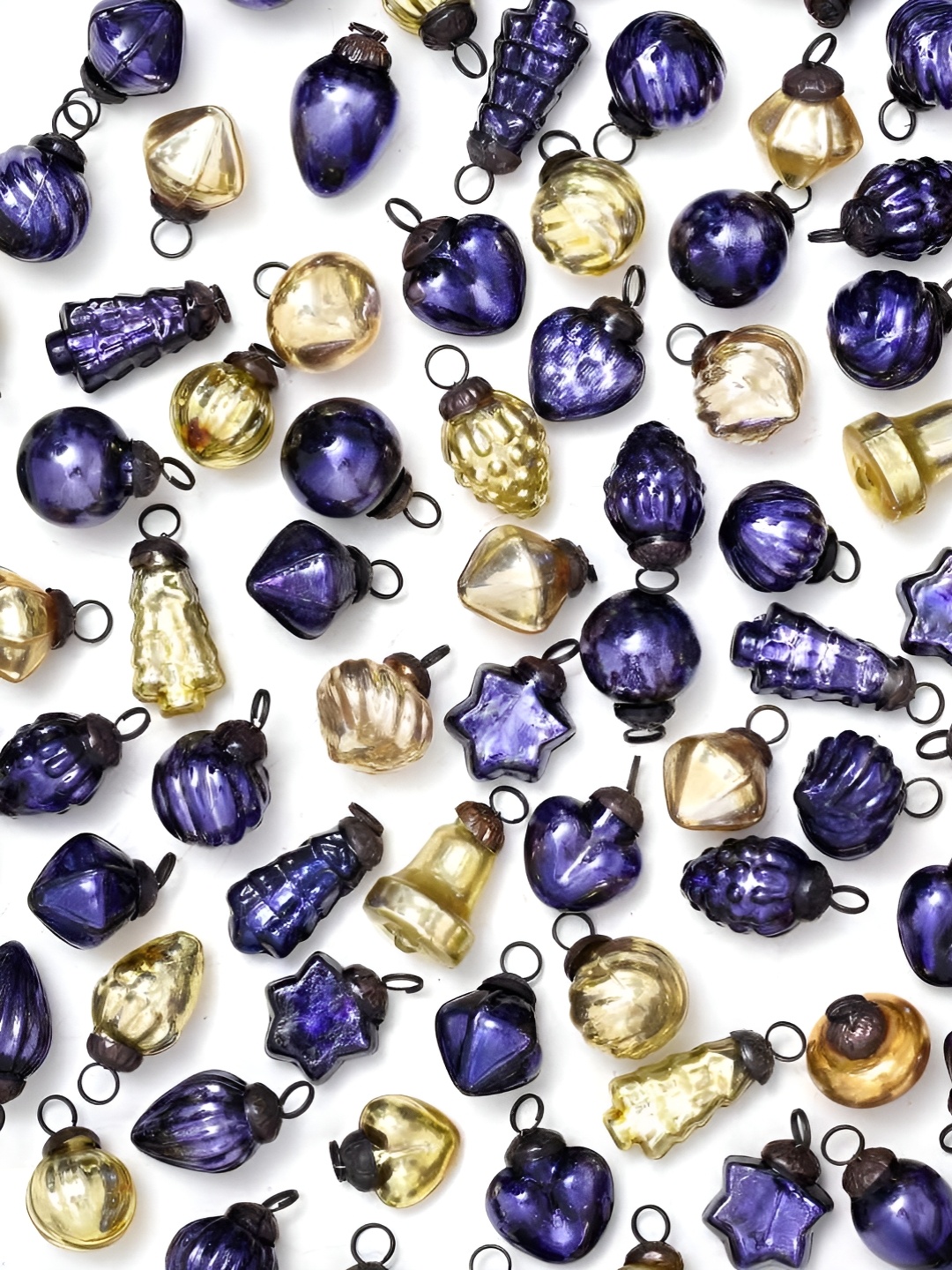 

Indianshelf 25-Pcs Violet & Golden Glossy Glass Christmas Tree Decoration