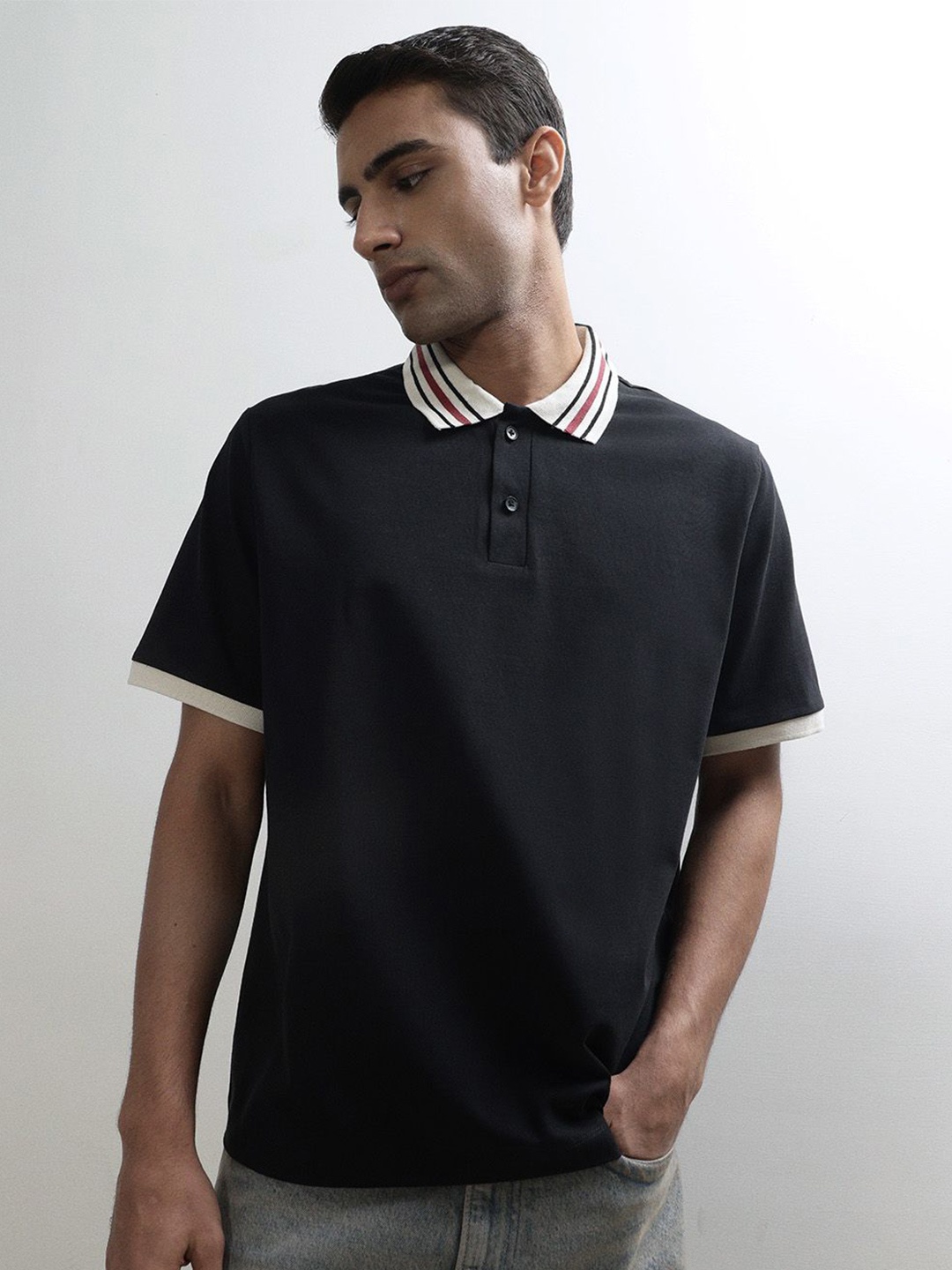 

H&M Short Sleeve Polo T-shirt, Black