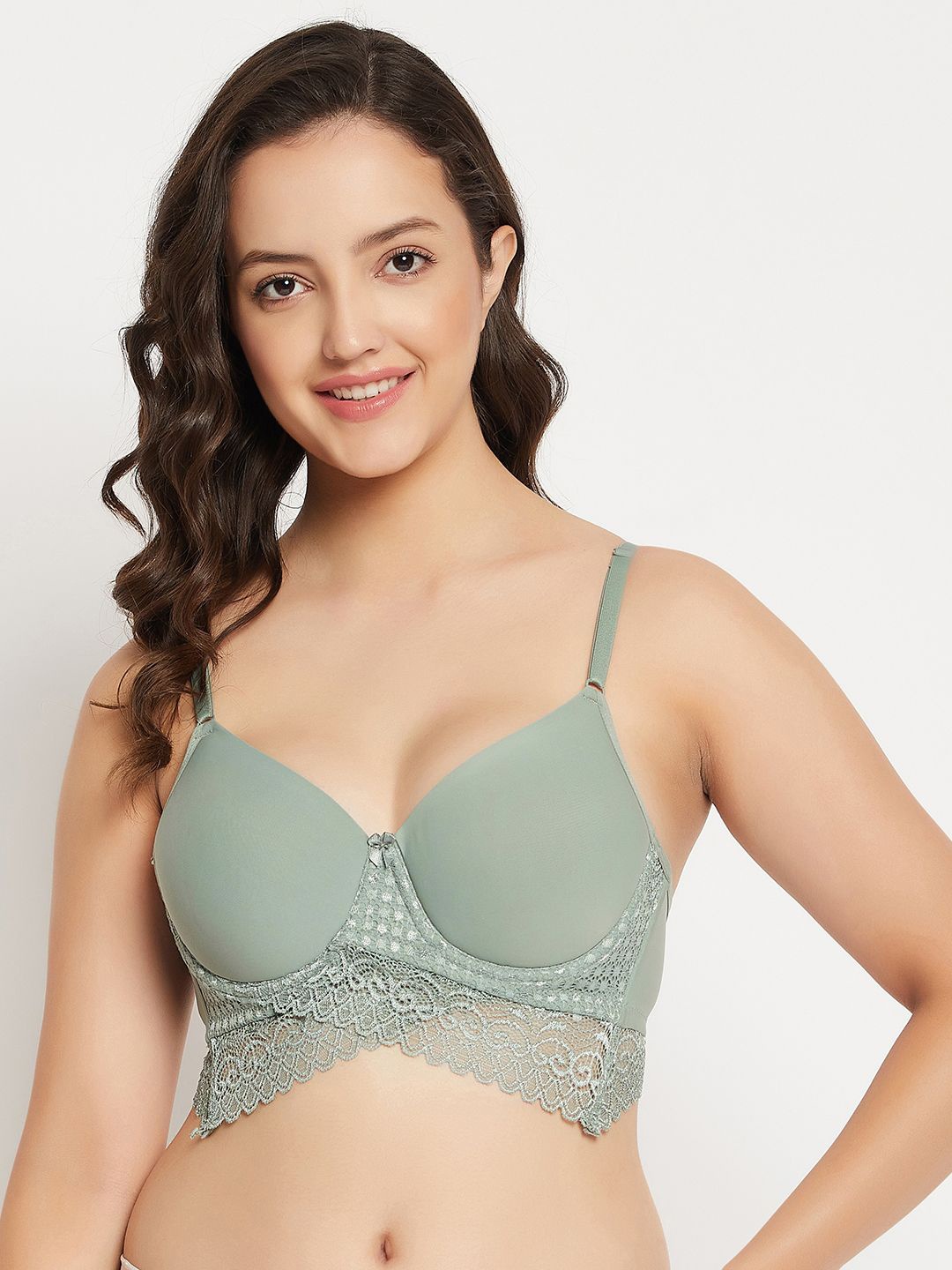 

Clovia Bralette Full Coverage Lightly Padded Bralette Bra, Green