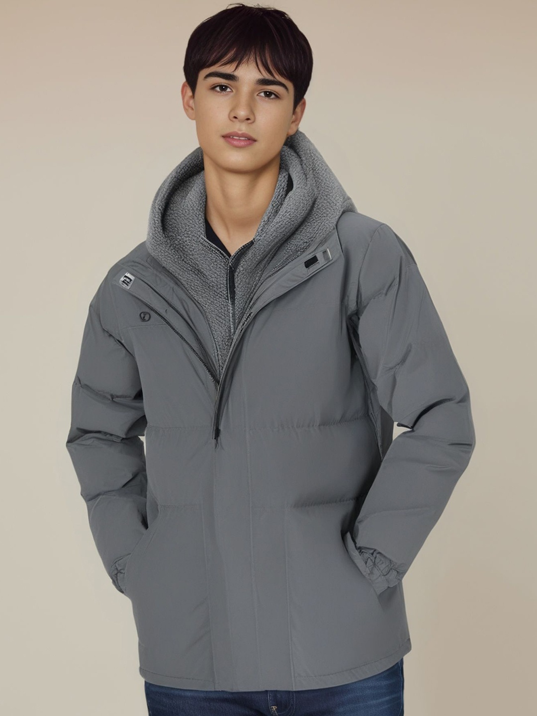 

StyleCast x Revolte Men Parka Jacket, Grey