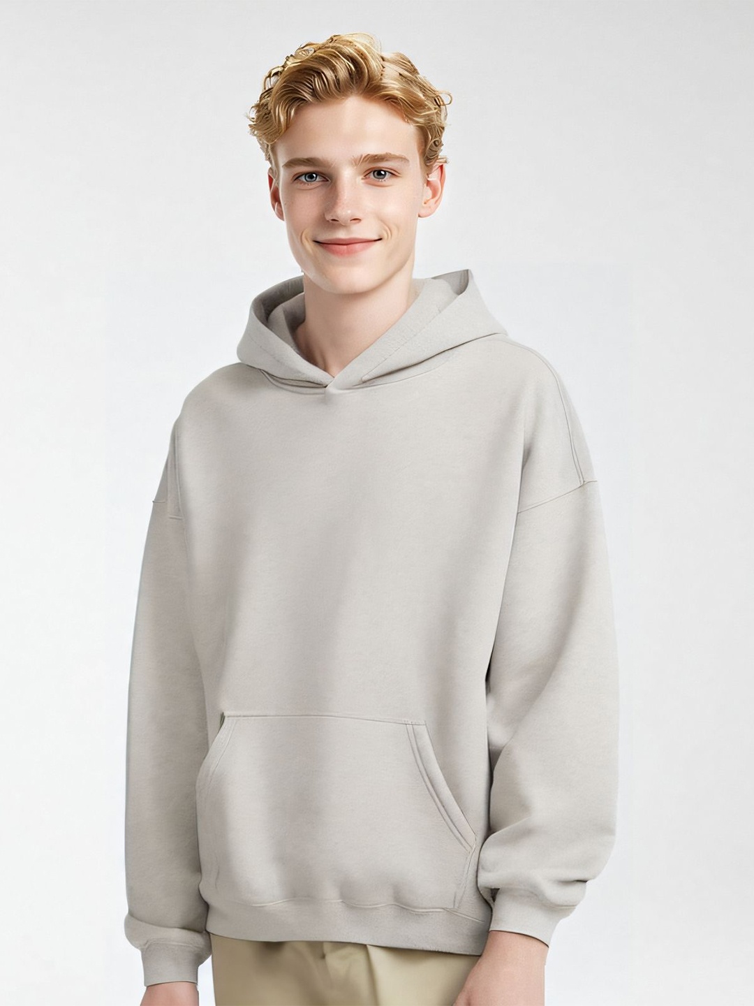 

StyleCast x Revolte Men Cotton Hooded Sweatshirt, Grey