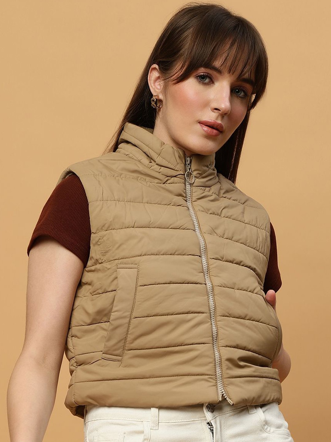 

Beatnik Women Quilted Jacket, Beige
