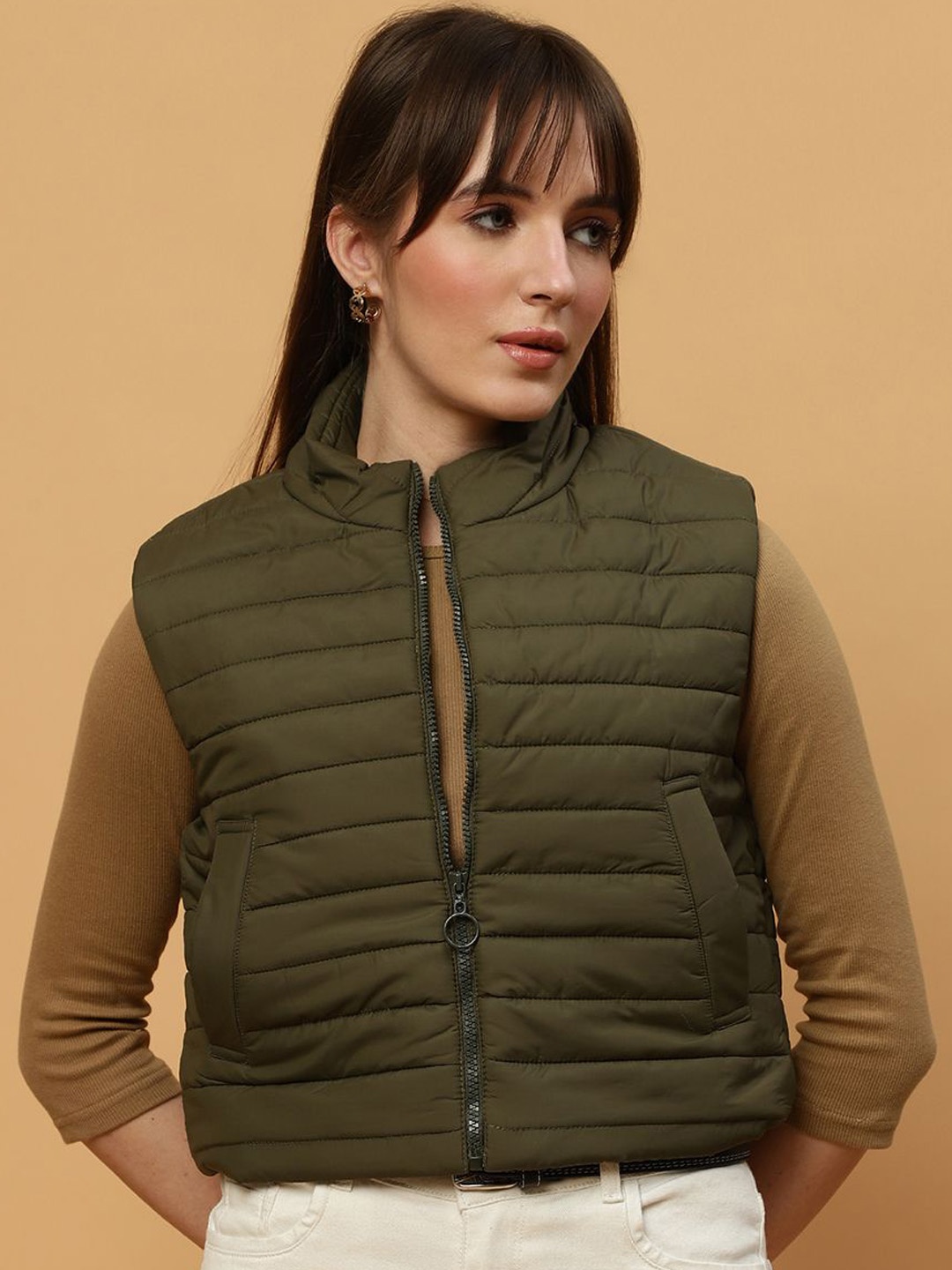 

Beatnik Women Quilted Jacket, Olive